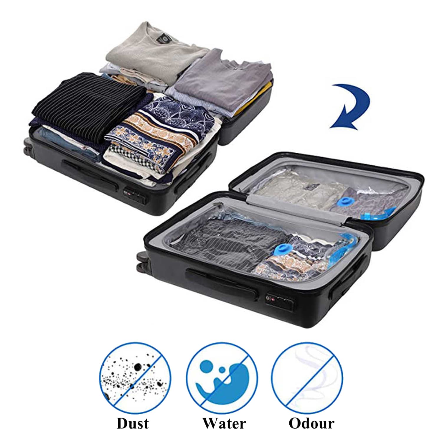 amhomel Vacuum Storage Bags 12-Pack (3 Jumbo, 3 Large, 3 Medium, 3 Small) - Space Saving Ziplock Compression Bags for Clothes, Blankets, Pillows & Comforters with Hand Pump - Perfect for Travel, Seasonal Storage & Home Organization