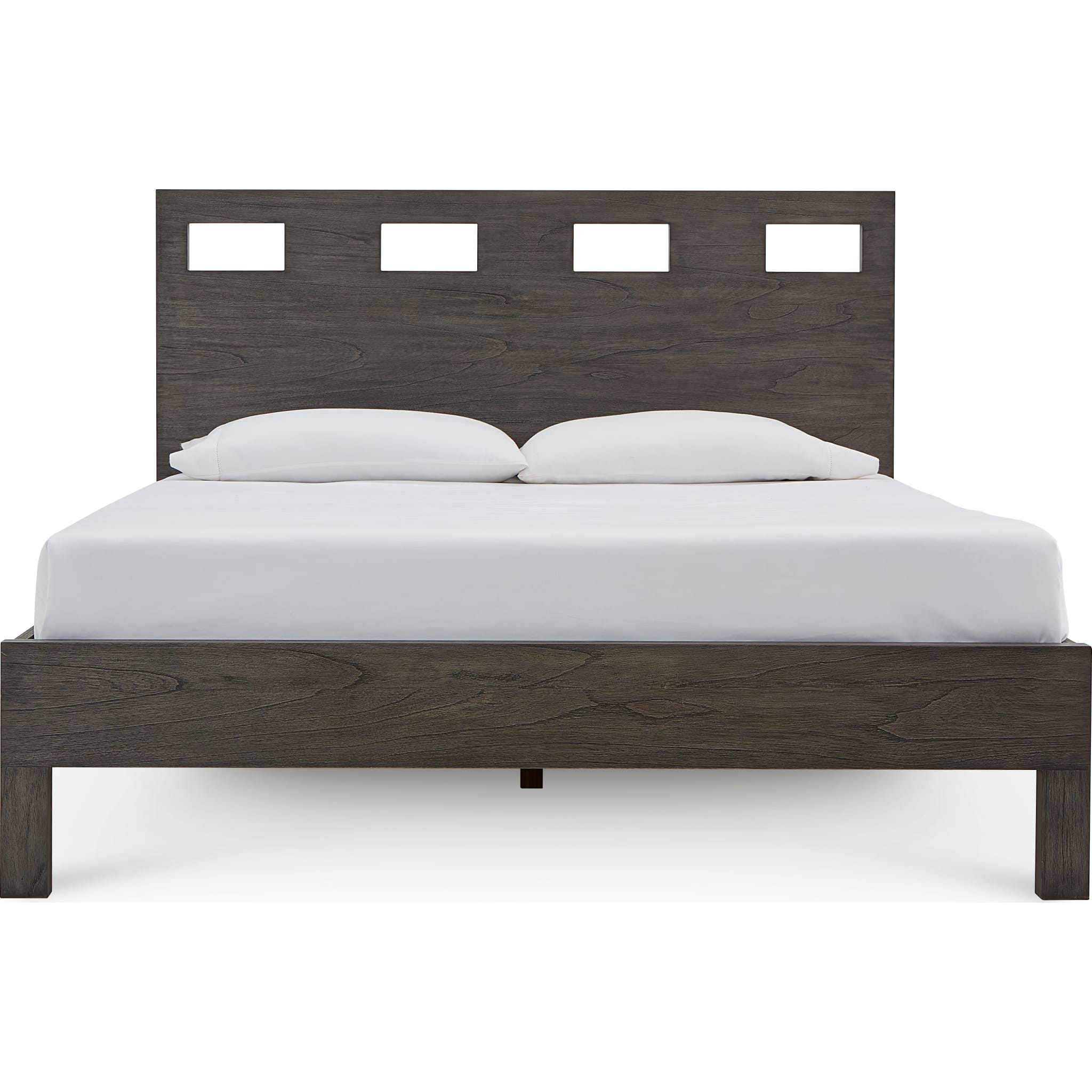 Riva Solid Wood Bed Frame in Sharkskin Gray - Modern & Durable Bedroom Furniture for Master Bedroom or Guest Room