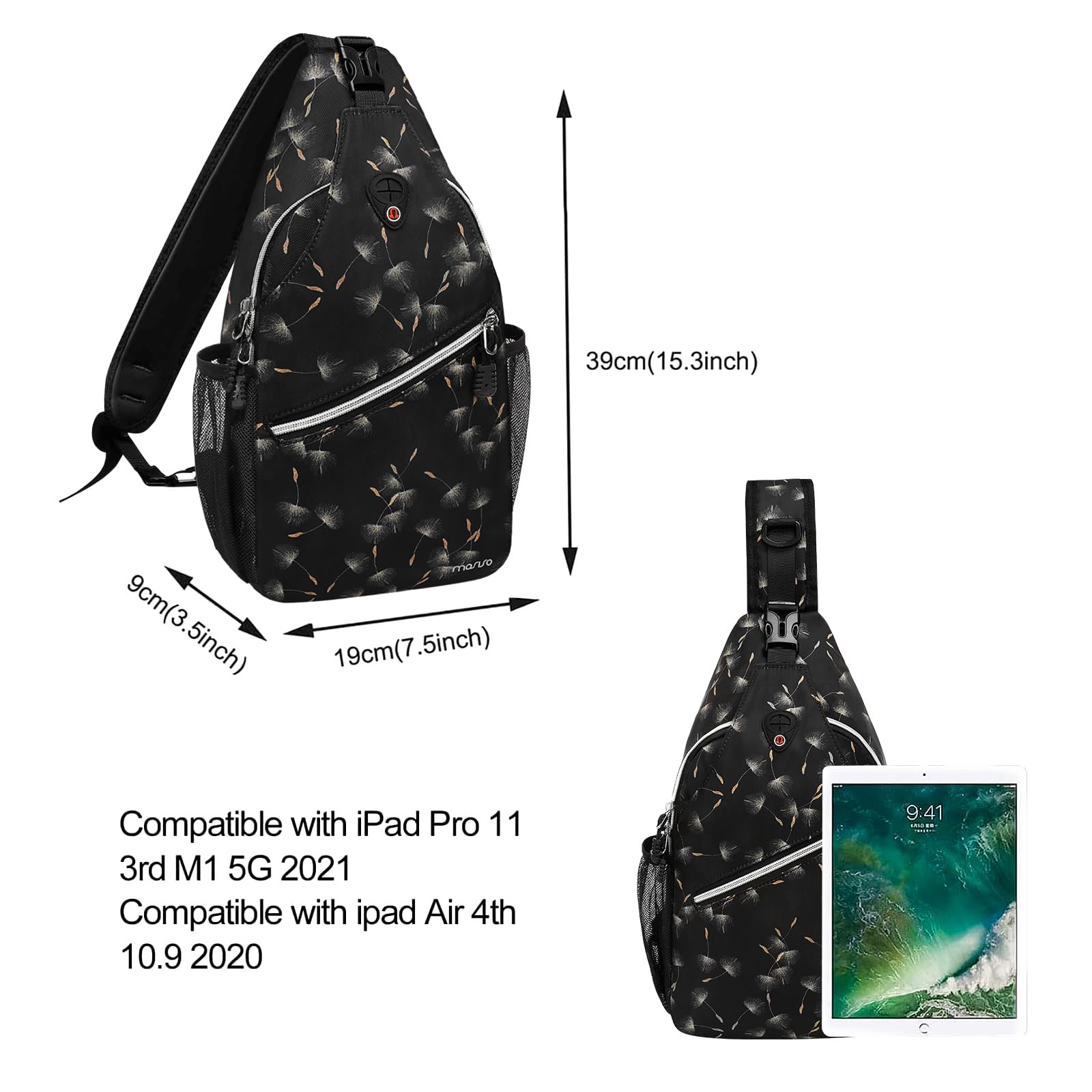 MOSISO Crossbody Sling Backpack for Men & Women - Lightweight Travel Hiking Daypack, Adjustable Shoulder Strap Chest Bag for Outdoor Activities, Gym, Commuting & Daily Use - Dandelion Color