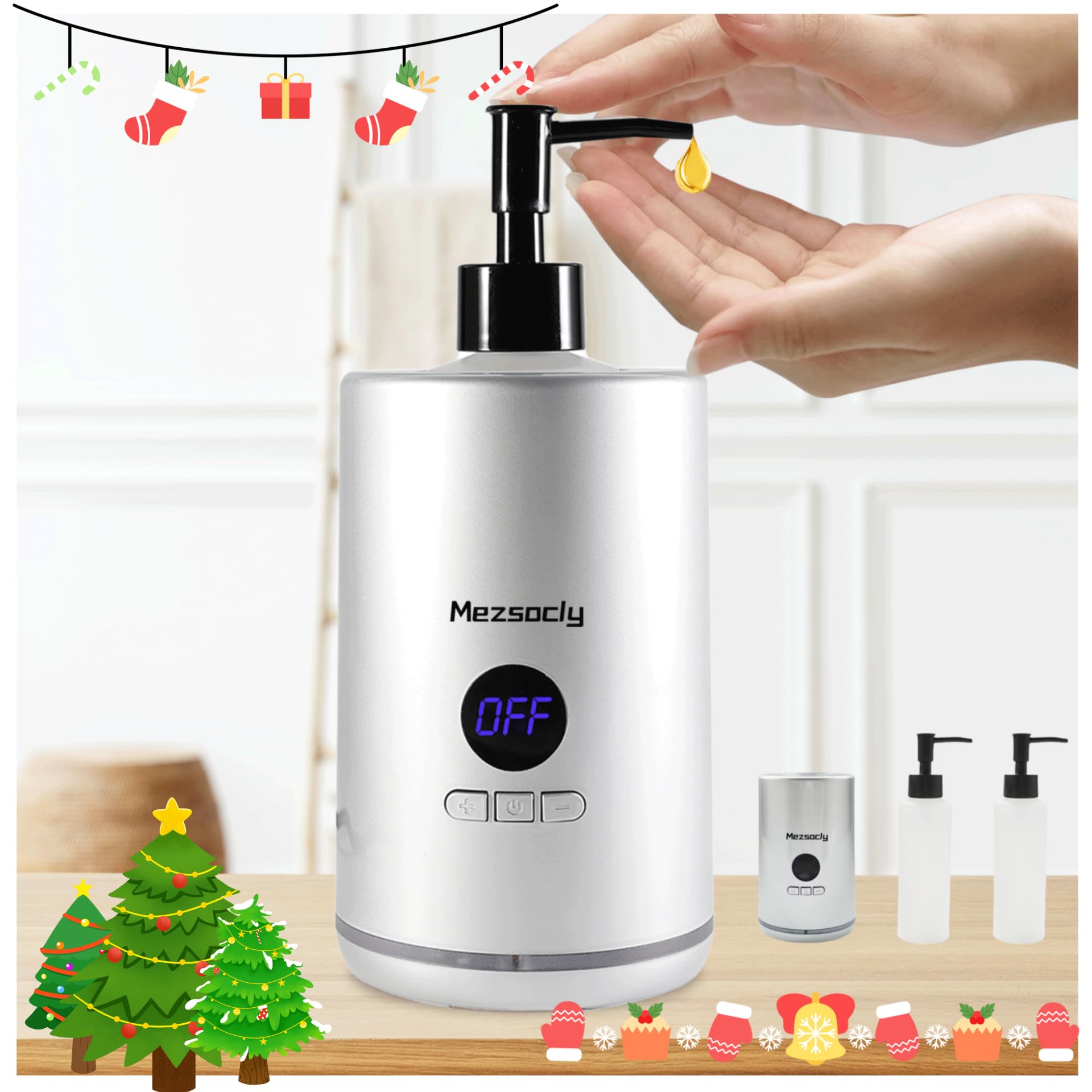 Premium Electric Oil Warmer for Massage & Aromatherapy - Dual Bottle Dispenser, Constant Temperature Control - Perfect for Spa, Salon, Barber Shops & Home Relaxation (Silver)
