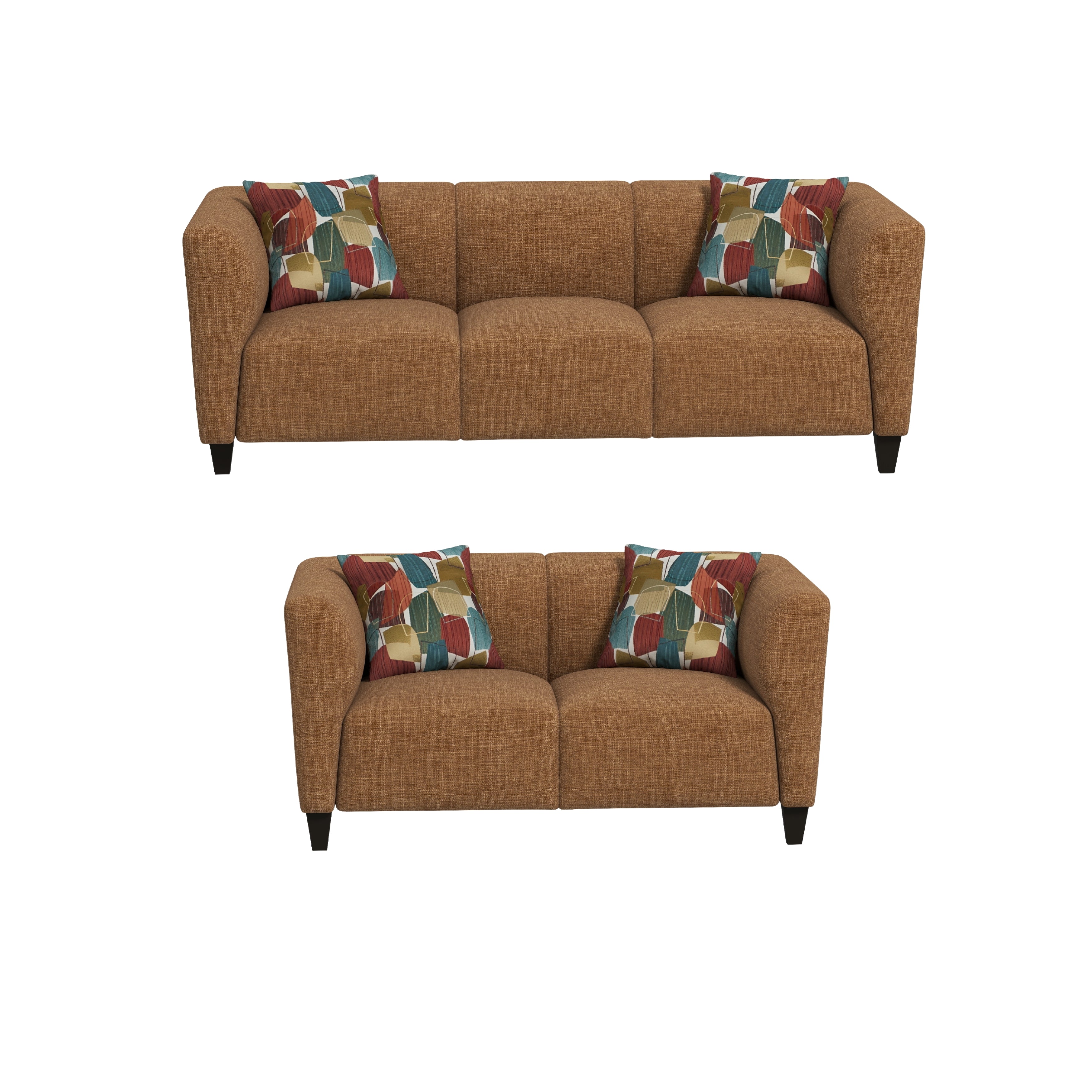 Roundhill Furniture Della Upholstered Sofa and Loveseat Set - Modern Living Room Furniture for Small Spaces | Perfect for Apartments, Condos & Cozy Homes