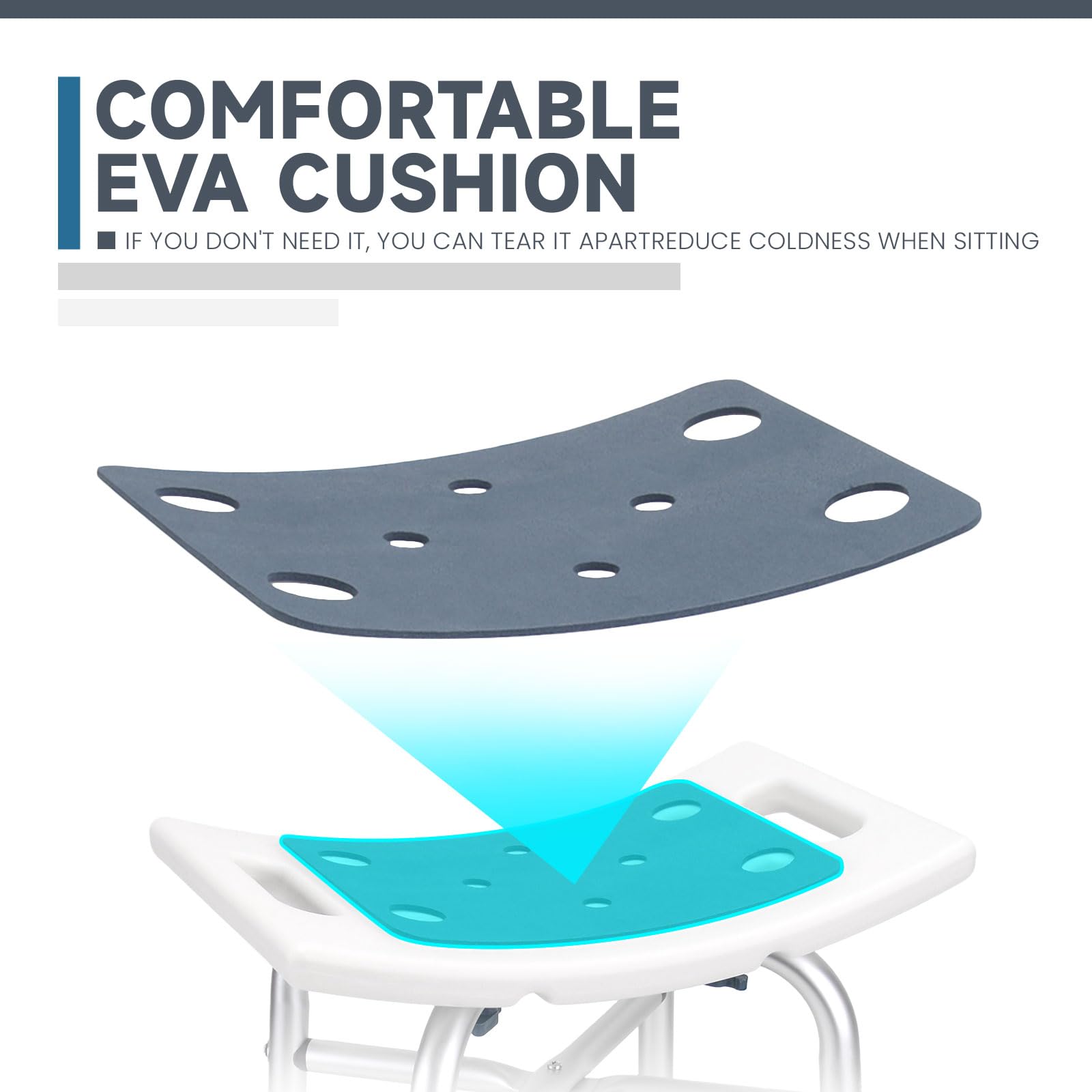 **Heavy Duty Adjustable Shower Chair for Elderly & Adults – Non-Slip Bath Stool with Tool-Free Assembly – Ideal for Seniors, Handicap & Mobility Assistance in Bathtub or Shower**