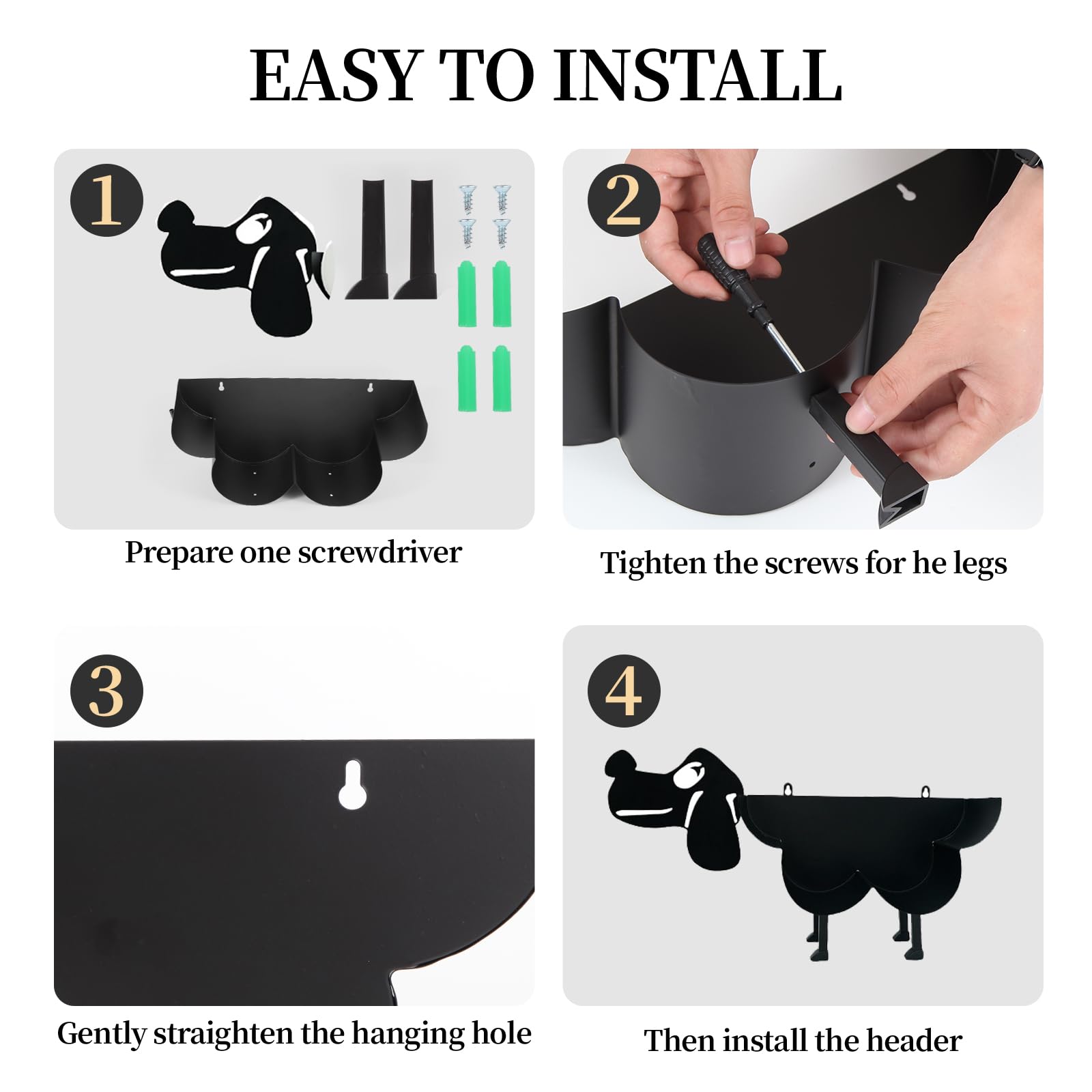Funny Dog Toilet Paper Holder - Decorative Iron Tissue Stand for Bathroom & Kitchen - Cute Dog-Themed Storage Rack for Paper Rolls (Black) - Perfect for Pet Lovers' Home Decor