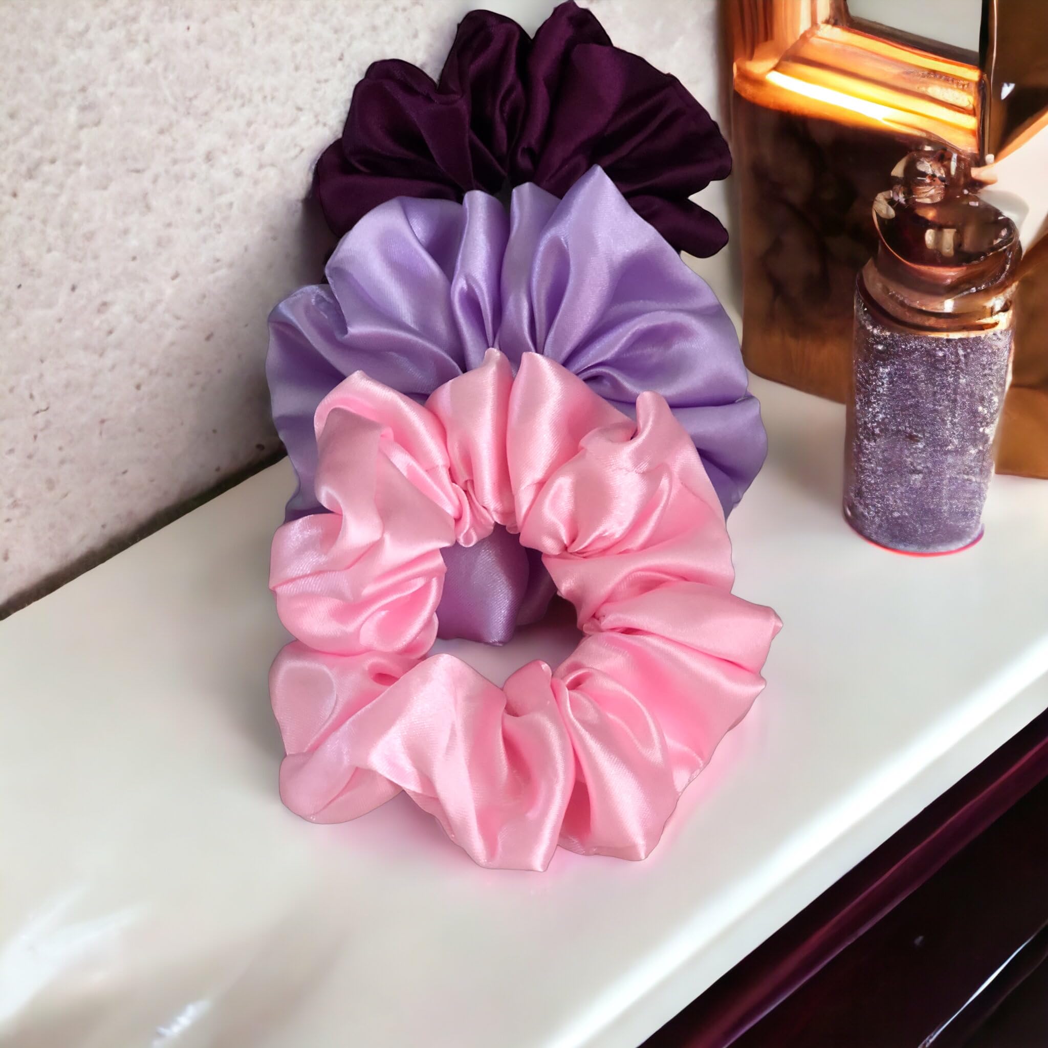 Gospice Large Satin Scrunchies Hair Ties for Women, Girls & Kids - 12 Pack Classic Color Mix - Soft Hair Accessories for Daily Use, Parties & Gifts