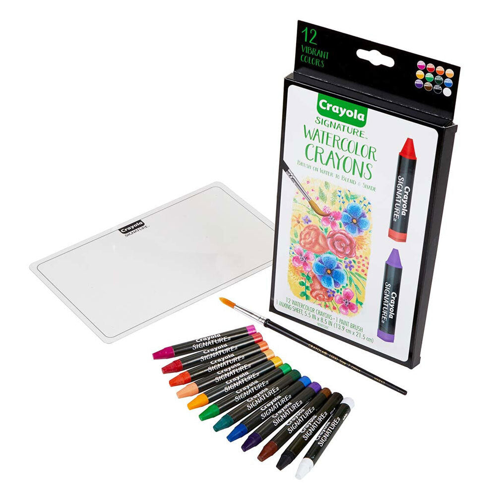 12-Piece Crayola Signature Non-Toxic Premium Watercolor Crayons Set for Teens 14+ | Perfect for Art Projects, Sketching & Creative Coloring