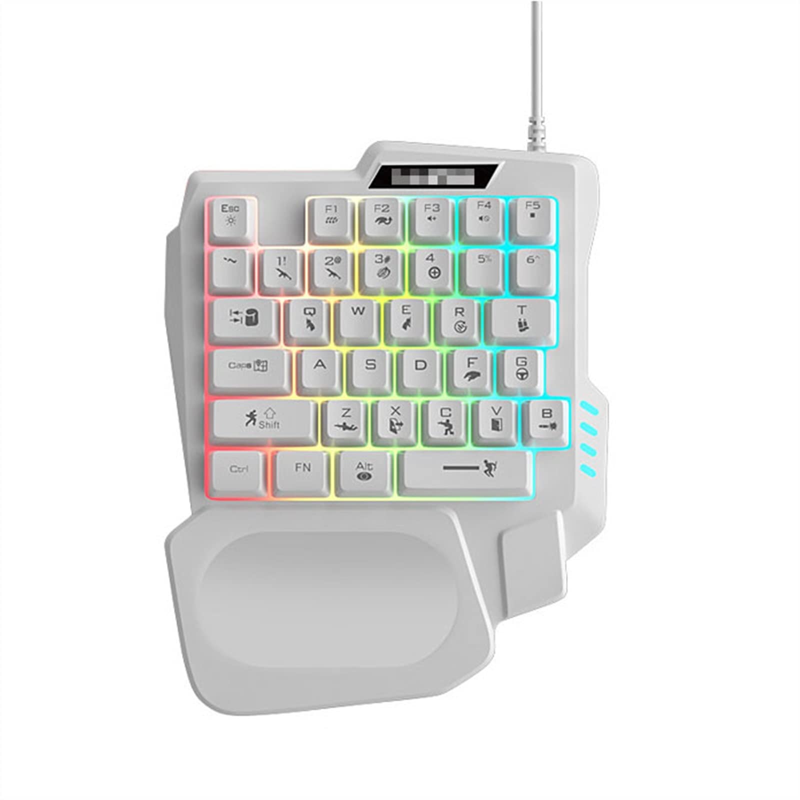 One-Handed Gaming Keyboard with RGB Backlit Keys & Wrist Rest - USB Mechanical Feel Keyboard for PC Gamers - Perfect for FPS, MMO & Esports Gaming