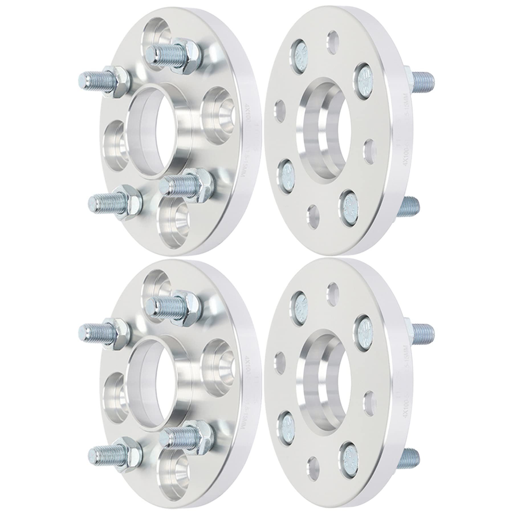 SCITOO 4Pcs 15mm Wheel Spacers 4x100 Bolt Pattern 54.1mm Hub Bore 12x1.5 Studs - Compatible with Ford Escort, Toyota Corolla, Celica, Echo, MR2, MR2 Spyder, Prius C, Tercel - Perfect for Enhanced Stance & Performance Upgrades