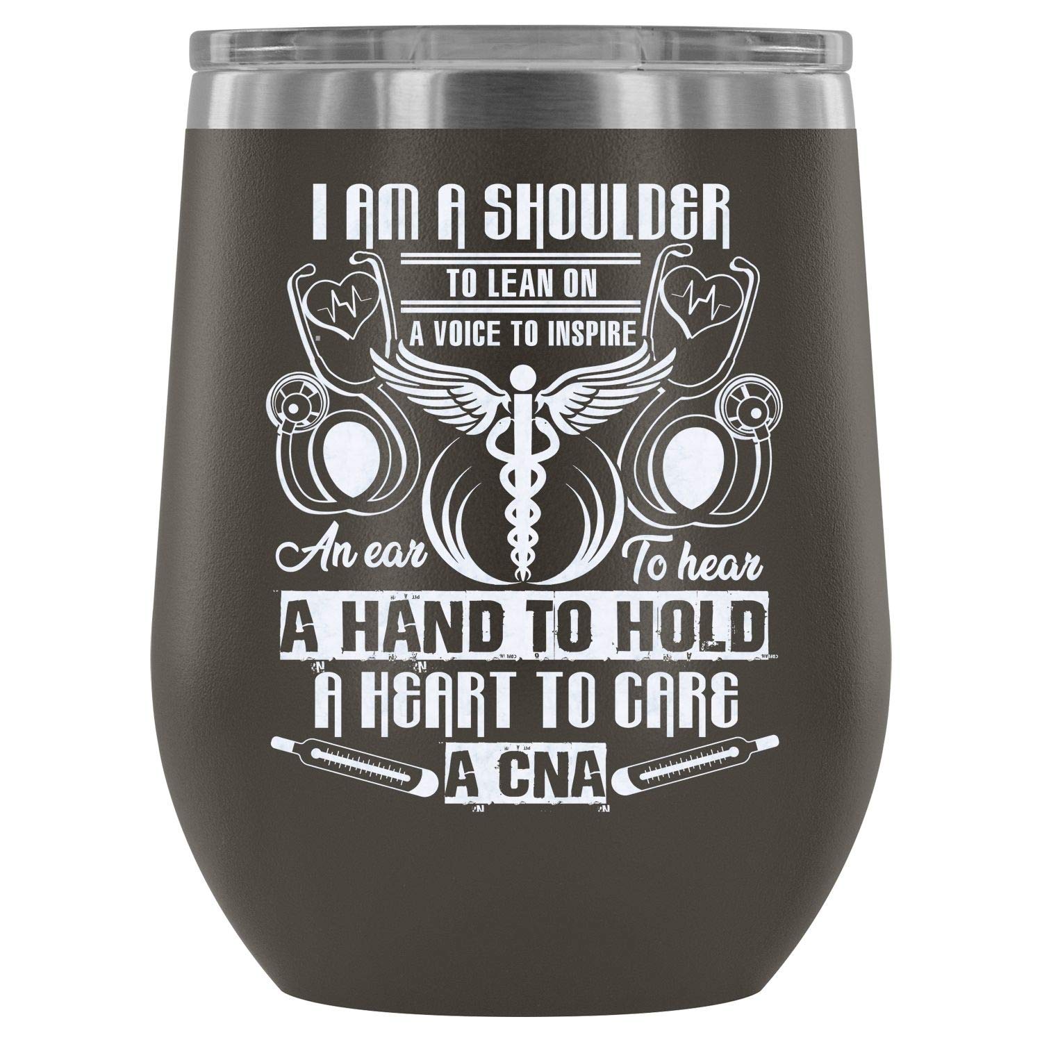 Stainless Steel Vacuum Insulated Wine Tumbler with Lid - 12Oz Pewter Cup for Certified Nursing Assistants | Perfect for Work, Travel & Outdoor Activities