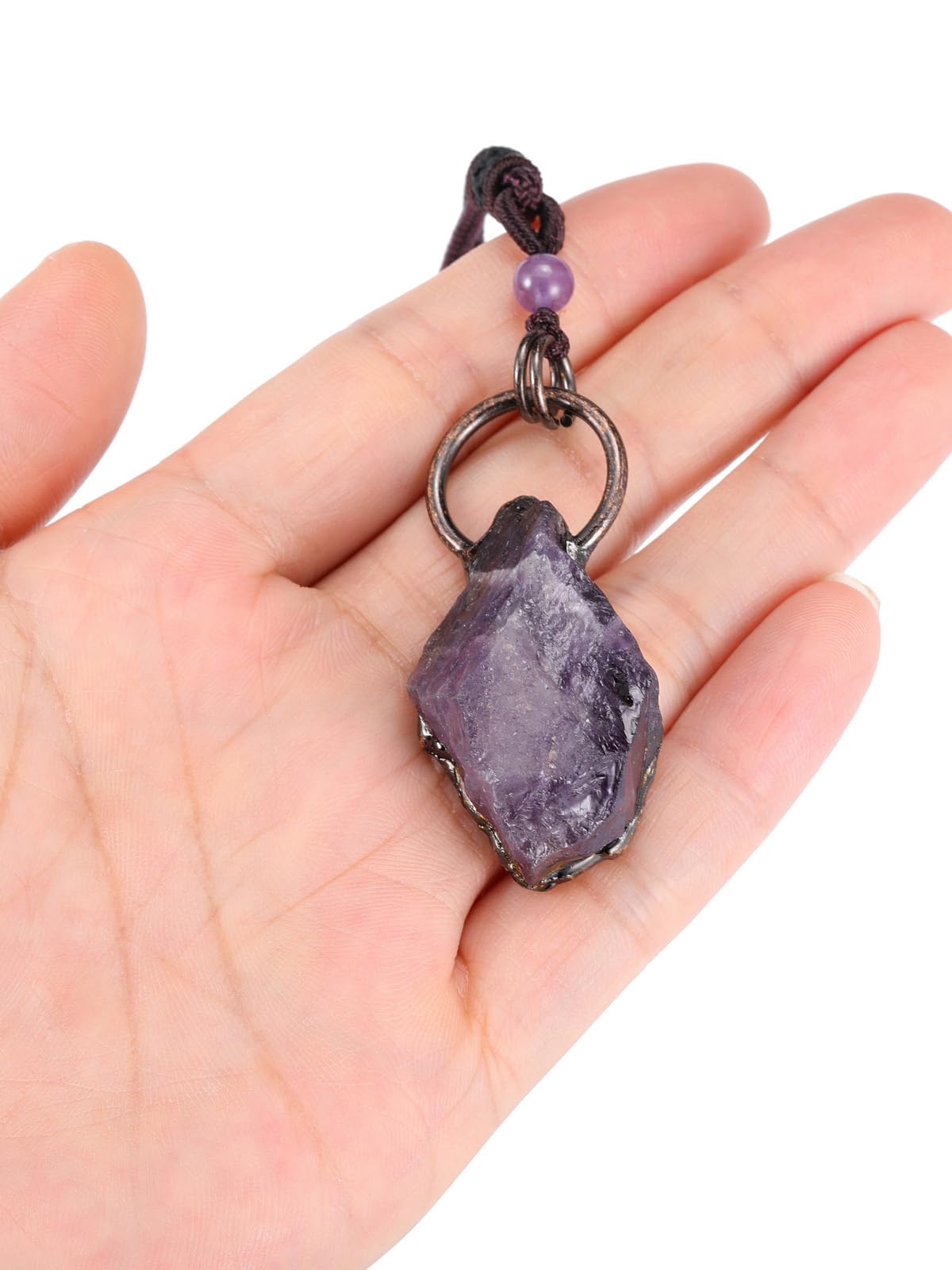 Natural Raw Amethyst Healing Crystal Necklace for Women & Men - Irregular Retro Amethyst Pendant Jewelry - Spiritual Healing, Chakra Balancing & Meditation Accessory - Perfect Gift for Yoga Lovers & Crystal Enthusiasts