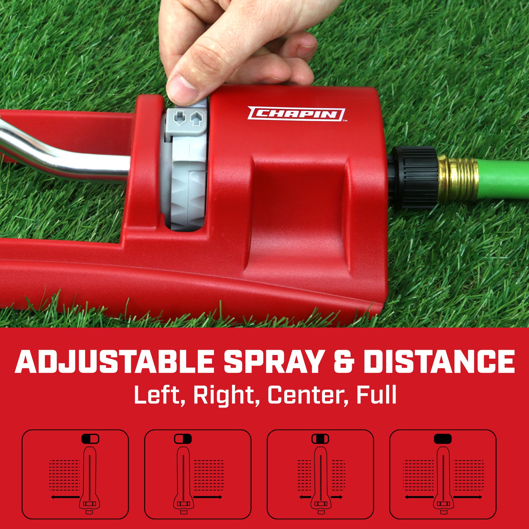 Chapin 4990 Lawn Oscillating Sprinkler - Heavy Duty Metal Base, Adjustable Water Flow, 3600 Sq Ft Coverage for Large Yards & Gardens | Perfect for Watering Grass, Plants & Landscaping