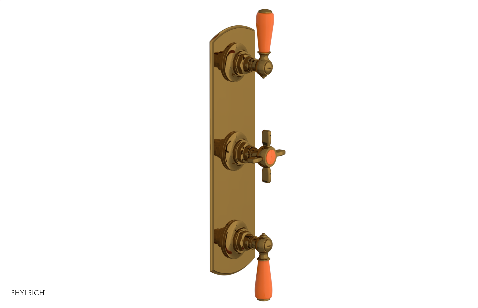 Jamestown Thermostatic Shower Valve with Dual Volume Control - Orange Accent Trim - Perfect for Modern Bathroom Renovations & Spa-Like Shower Experiences
