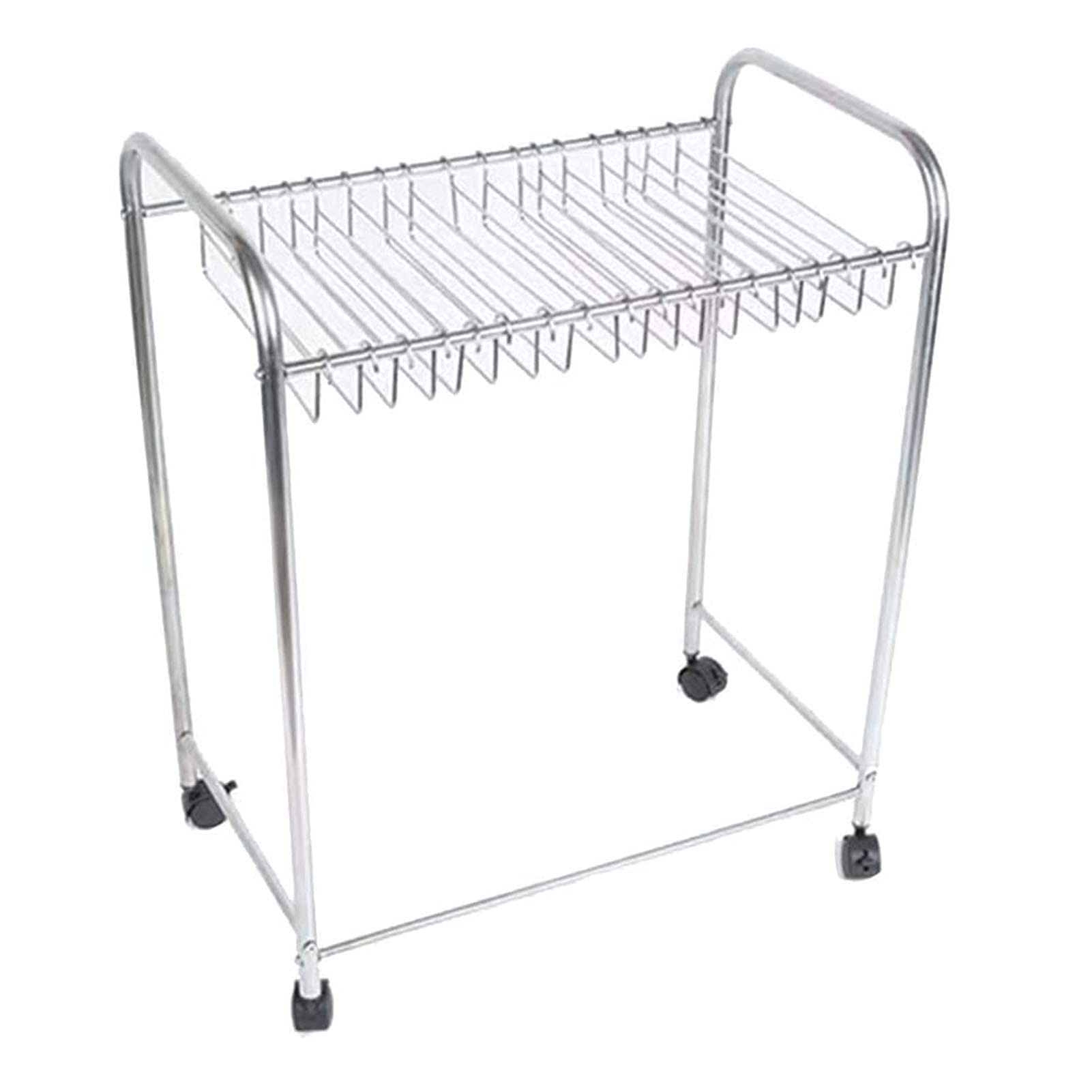 Stainless Steel Rolling Pants Rack with 24 Hangers - Space Saving Closet Organizer for Skirts, Dresses, Jeans & Belts | Heavy Duty Garment Storage Cart for Bedroom, Closet or Retail Store