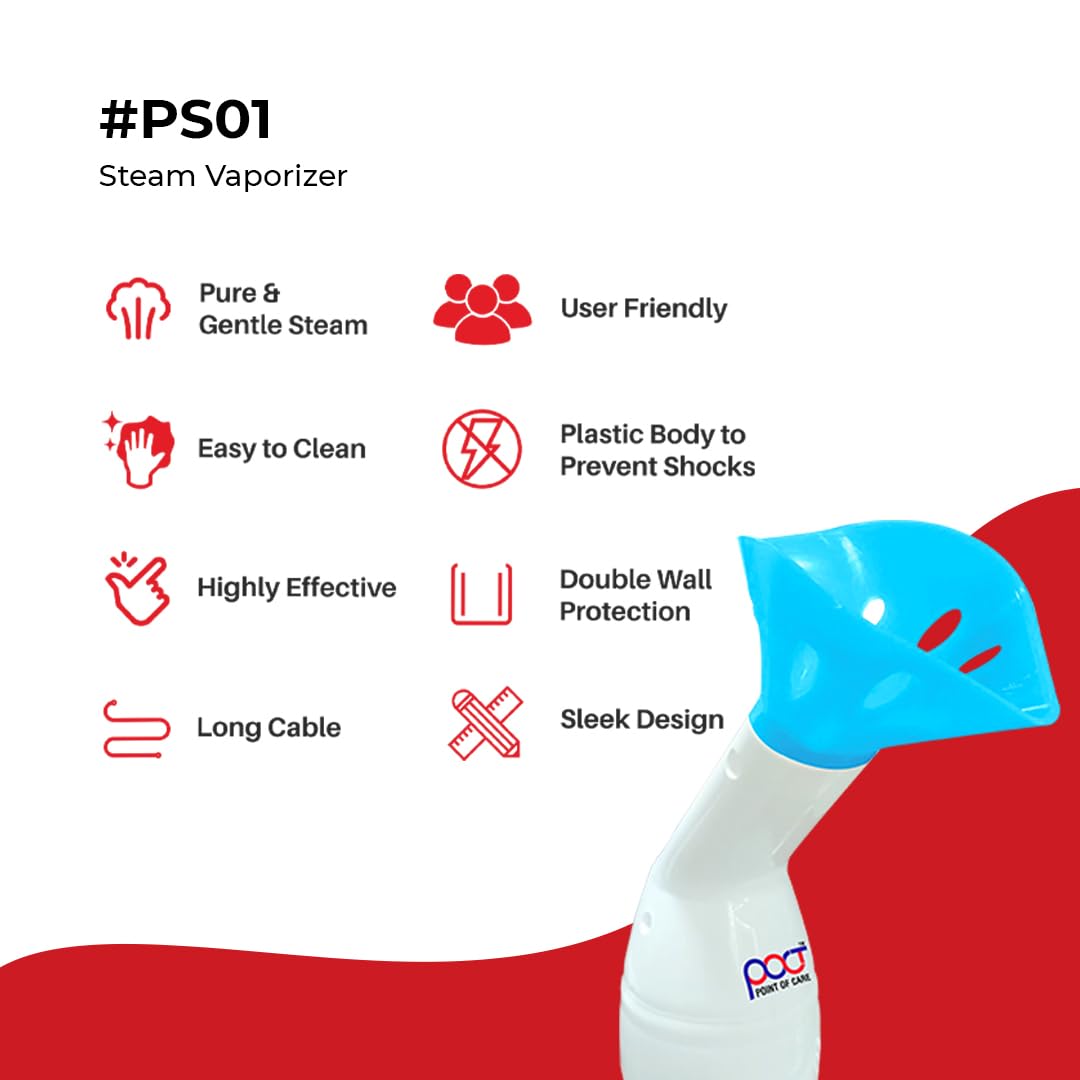 Portable POCT Steamer for Cold & Cough Relief - Facial Steam Inhaler & Vaporizer Machine with Adjustable Settings (White) - Perfect for Home Use, Spa Treatments, and Respiratory Therapy