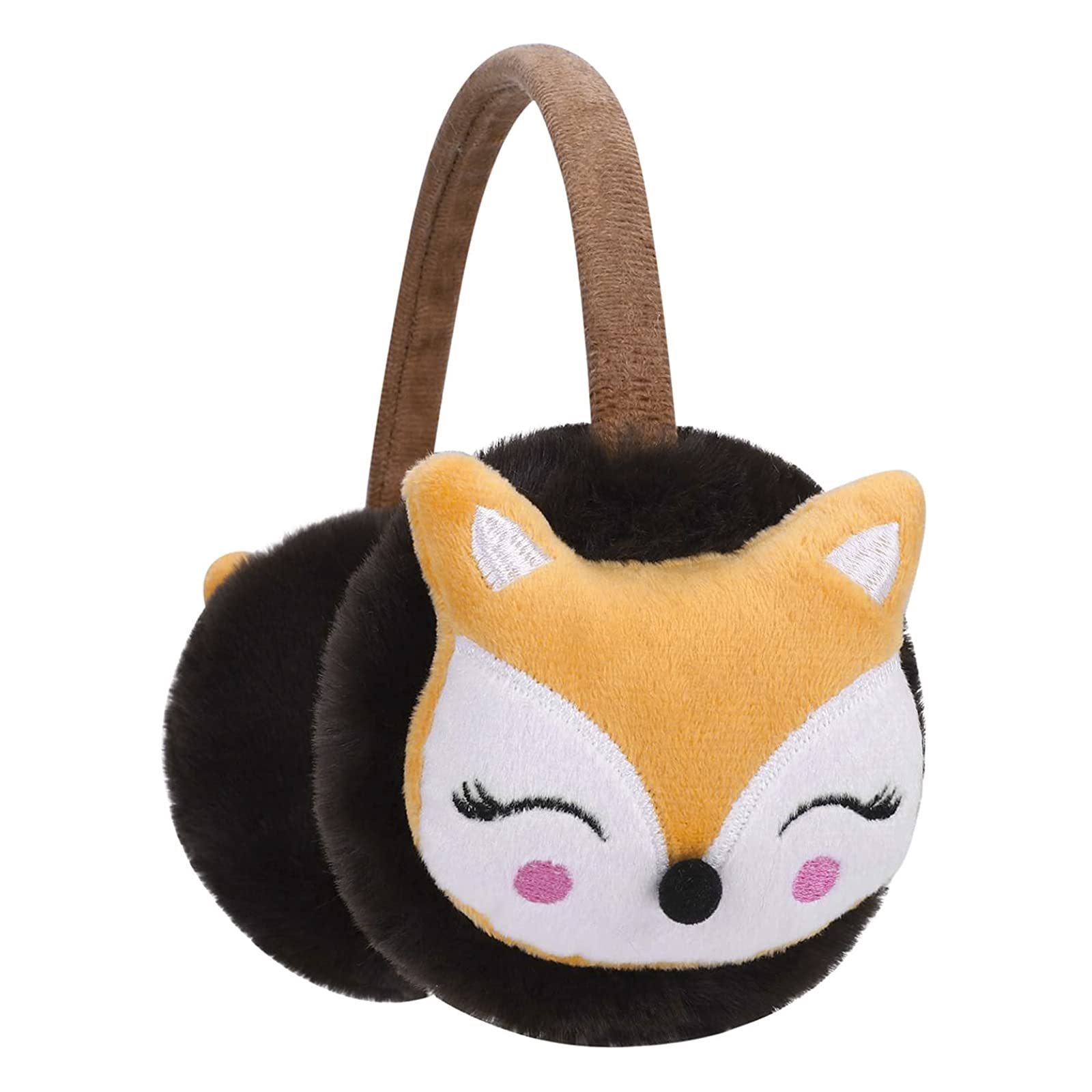 OhMill Creative Winter Warm Cute Cartoon Little Fox Earmuffs - Plush Furry Ear Warmers for Boys, Girls & Adults - Soft Ear Protector for Cold Weather - Perfect for Skiing, Snowboarding & Outdoor Winter Activities