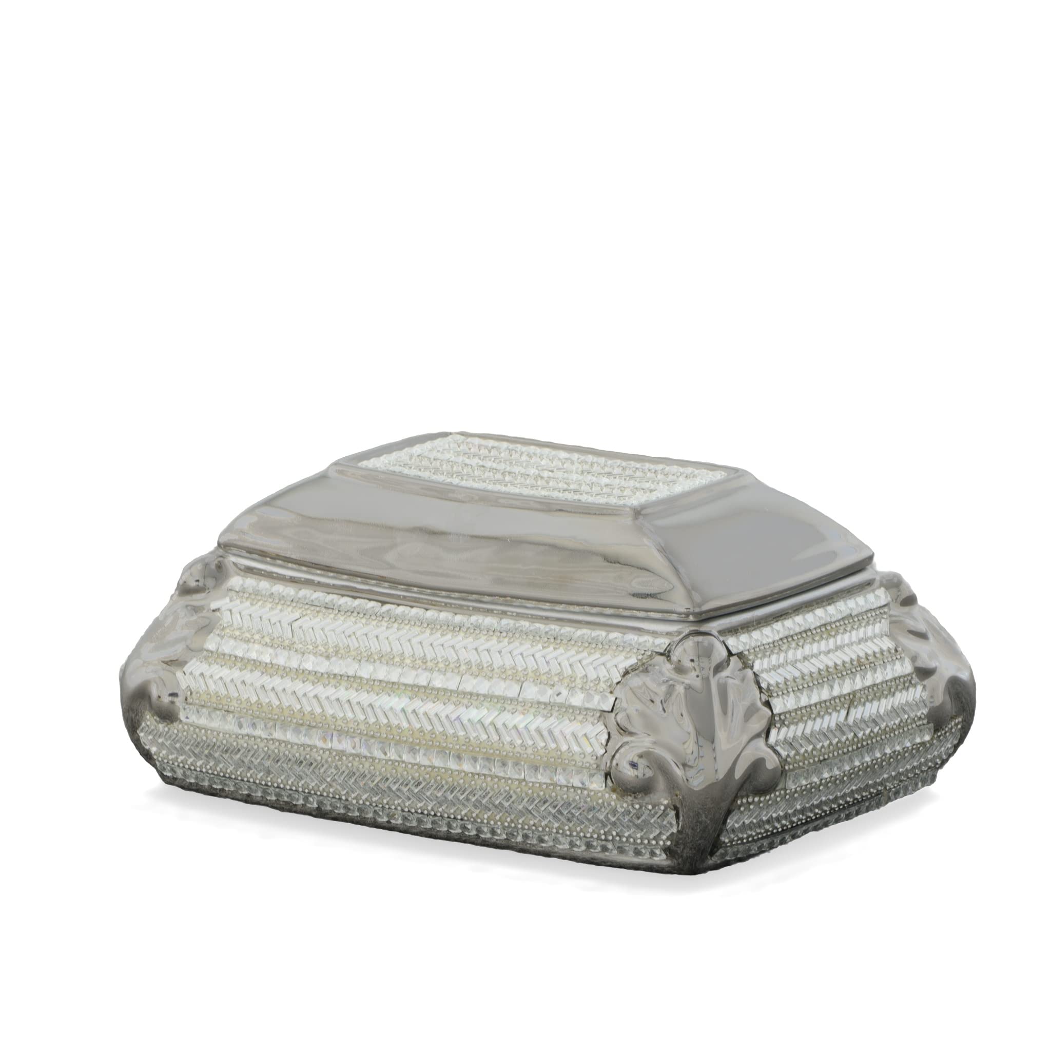 Elegant Silver Keepsake Jewelry Box for Necklaces & Rings - Perfect Gift for Women, Brides & Anniversary Presents