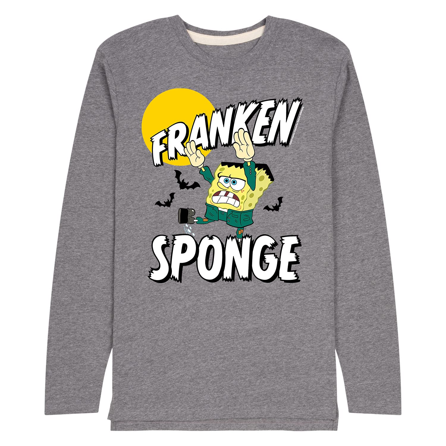 Spongebob Squarepants Franken Sponge Men's Long Sleeve Jersey T-Shirt | Hybrid Apparel | Comfortable Cotton Blend for Casual Wear & Halloween Costumes