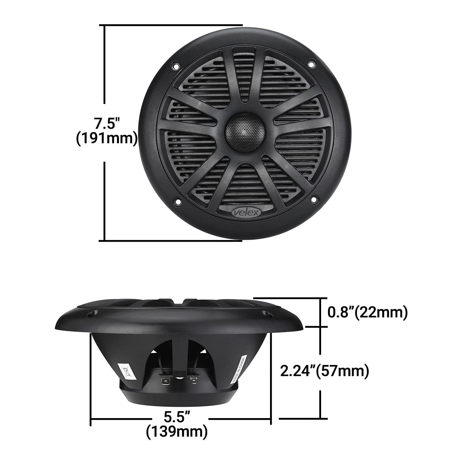 VELEX Marine Bluetooth Amplifier Speaker System - Waterproof Outdoor Boating Audio with Powerful Bass | Perfect for Boats, Yachts, Pool Parties & Beach Events