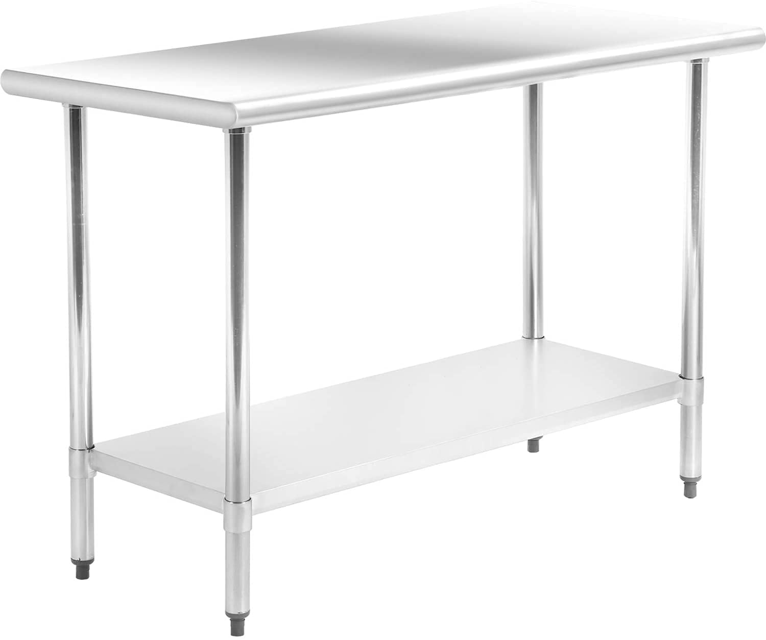 Stainless Steel Commercial Kitchen Work Table with Storage & Adjustable Feet - Heavy Duty Metal Utility Table for Restaurant, Hotel, Home & Garage - Perfect for Food Prep, Cooking & Workspace (48