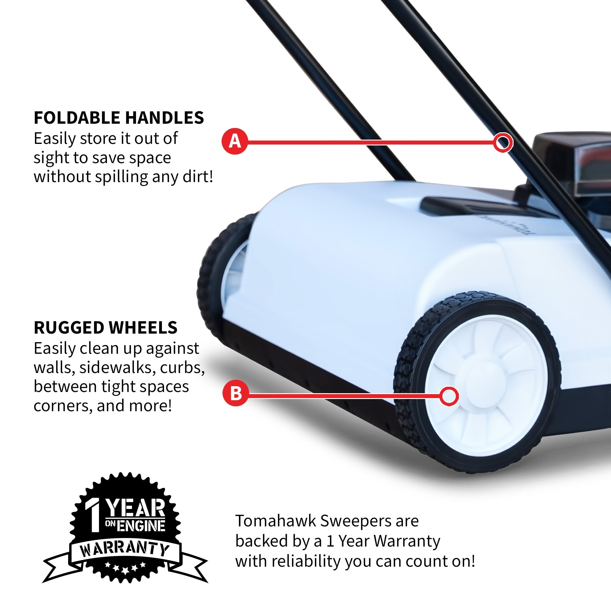 22V Battery Powered Push Sweeper with Dual Brush System - 18V Lithium Ion Cordless Floor Cleaner for Hardwood, Tile & Carpet - Ideal for Home, Office & Garage Cleaning