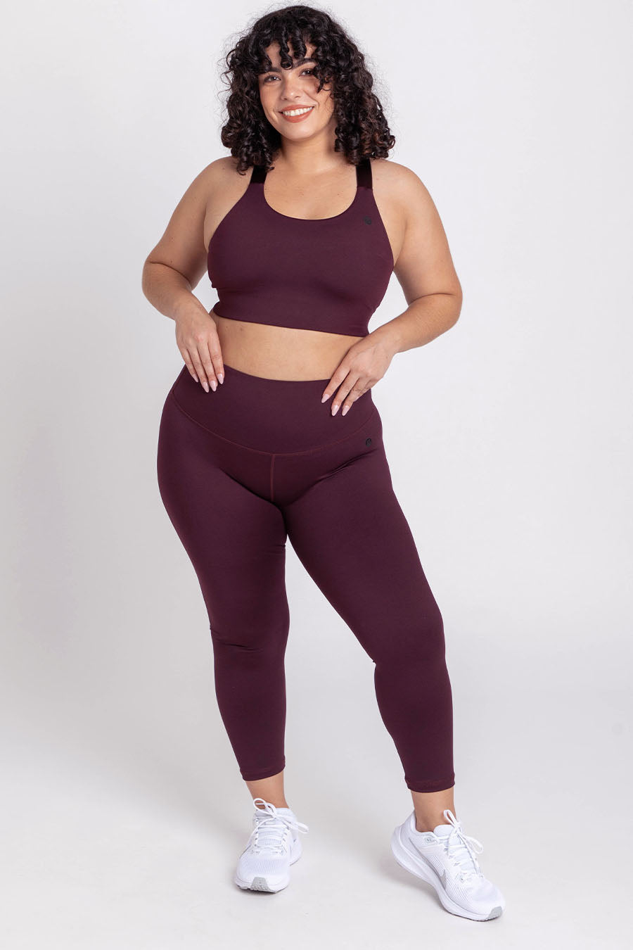 Essential High Waist 7/8 Workout Leggings for Women - Comfortable & Stretchy Yoga Pants in Wine Red - Perfect for Gym, Running, and Lounge Wear