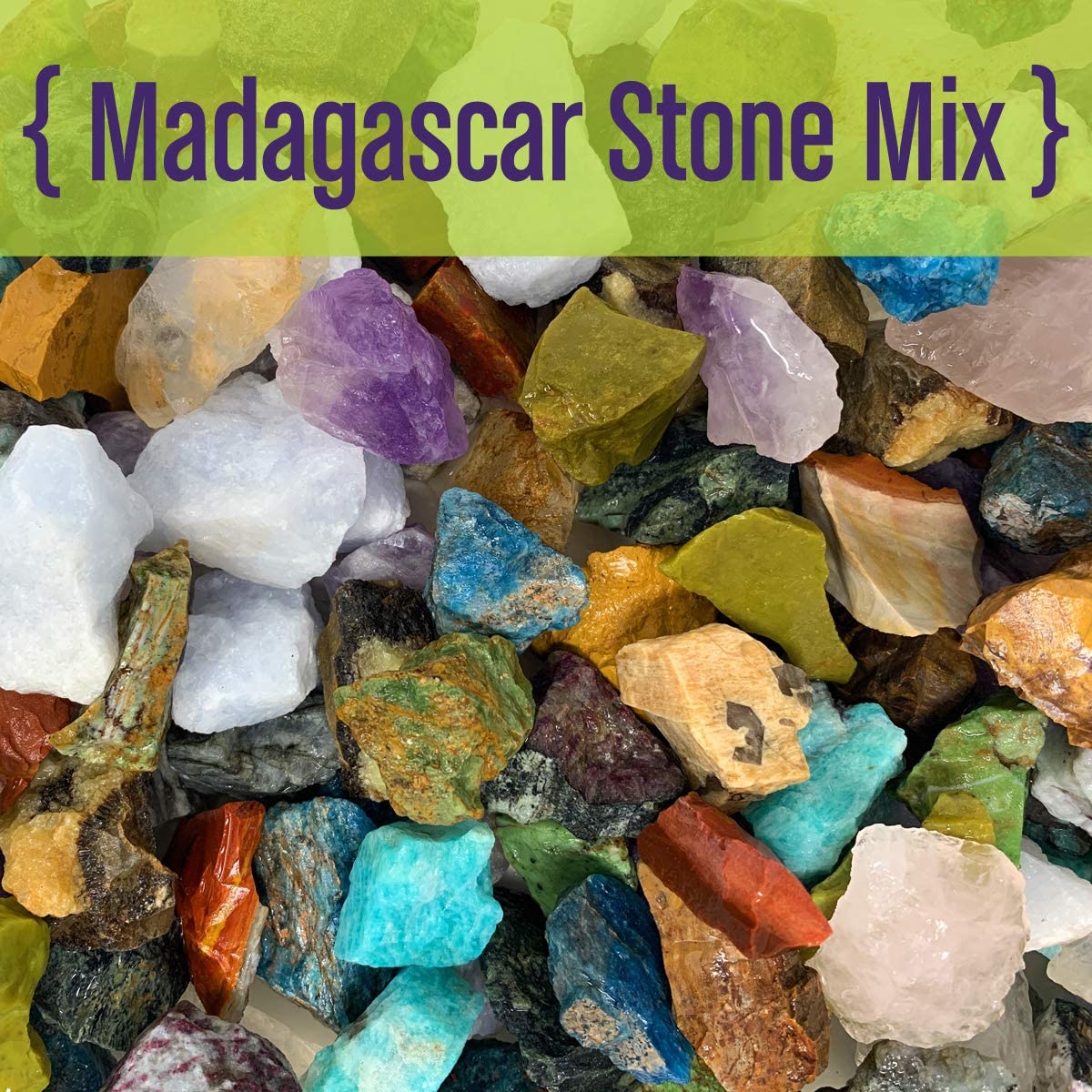 Premium Rock Tumbler Refill Kit - 3 Lbs. Mixed Gemstones from Asia, Brazil & Madagascar with 6 Batches of 4-Step Grit & Polish | Perfect for Jewelry Making, Lapidary & DIY Craft Projects