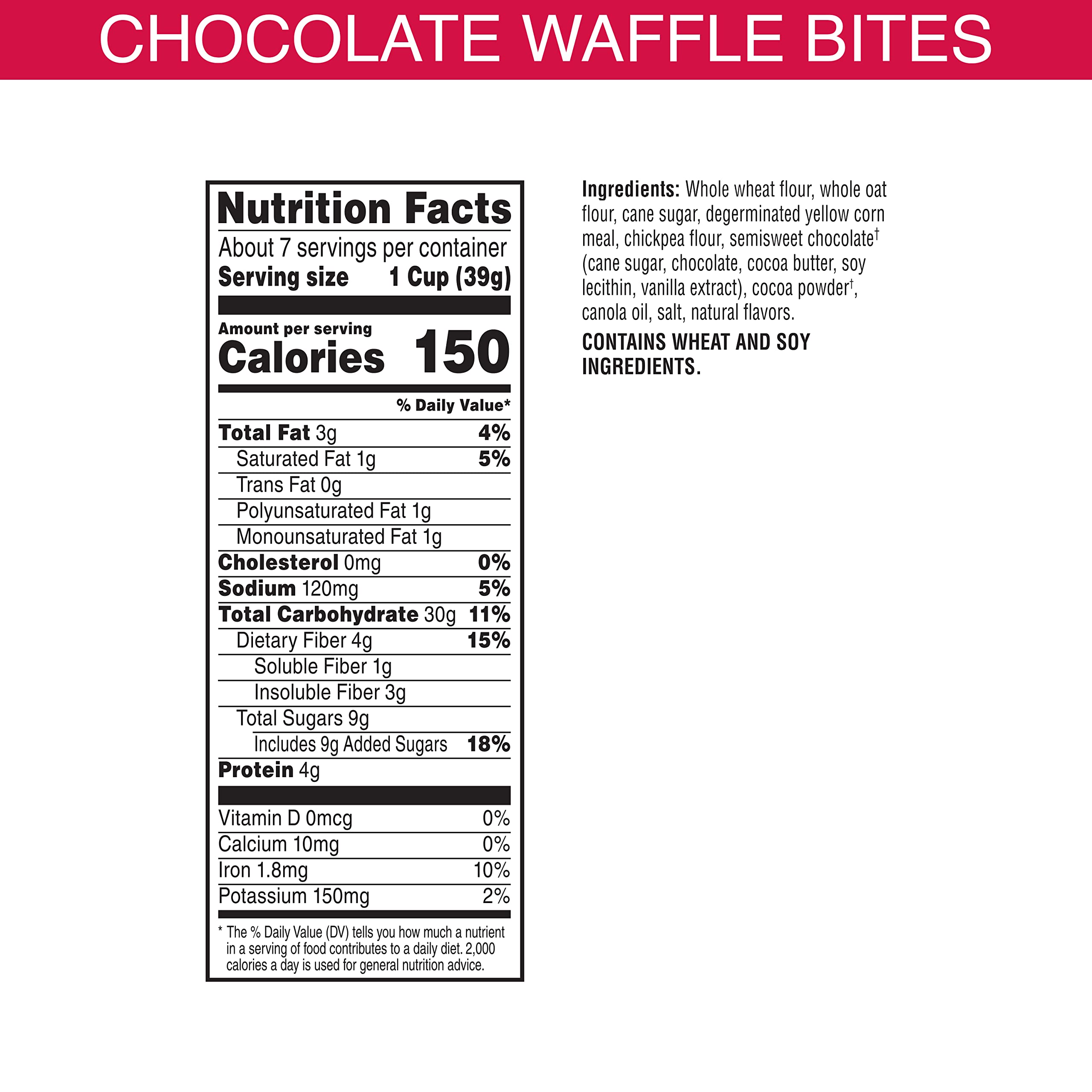 Kashi Vegan Breakfast Cereal - Whole Grain Chocolate Waffle Bites, 8 Pack | Organic Morning Meal & Healthy Snack for Kids & Adults | Perfect for Quick Breakfast, Office Snacking & On-the-Go Nutrition