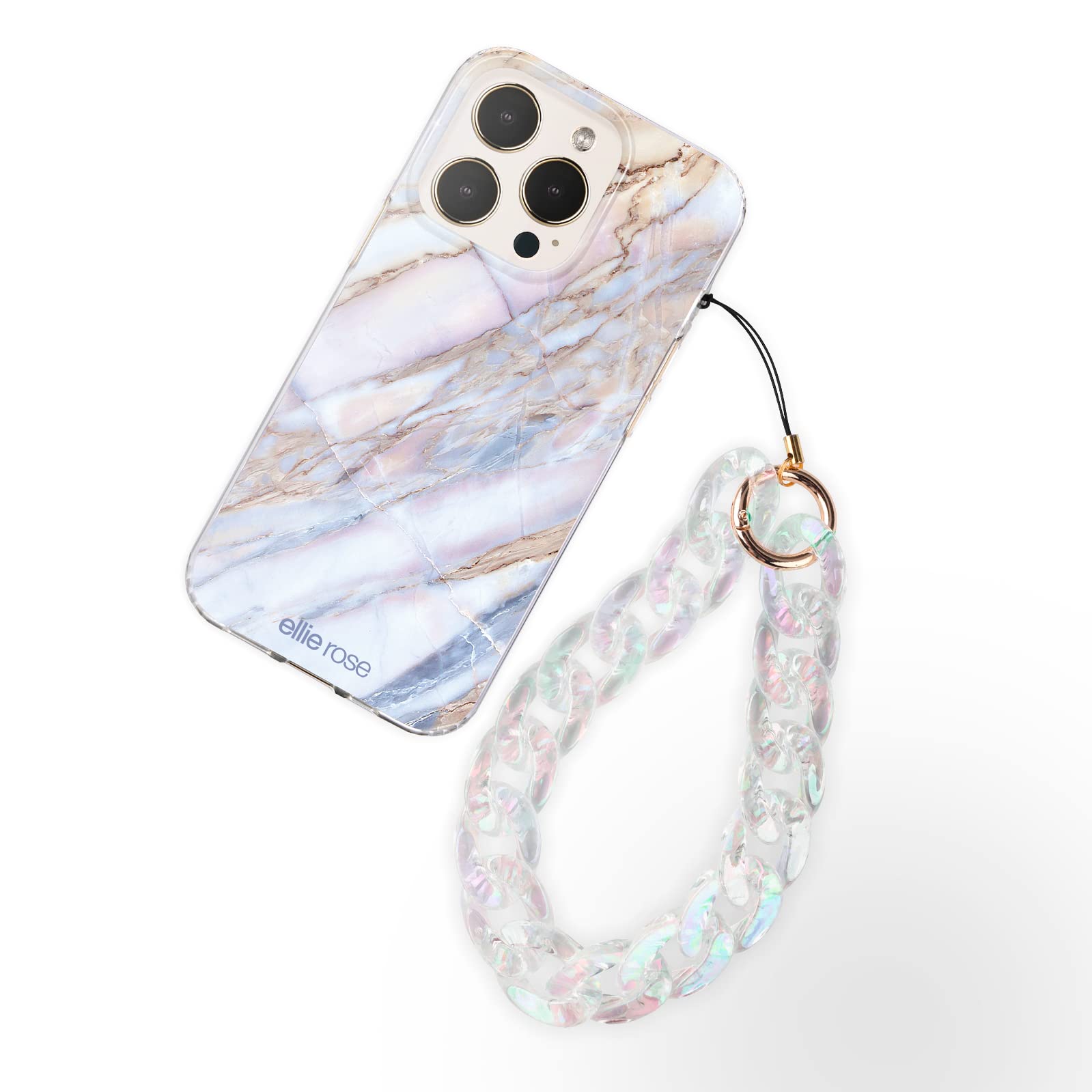 Ellie Rose - Stylish Metal Phone Charm Chain, Chunky Lanyard Wristlet Bracelet Strap for iPhone Samsung - Perfect Phone Case Accessories & Decoration for Women - Great for Work, Travel, and Everyday Use
