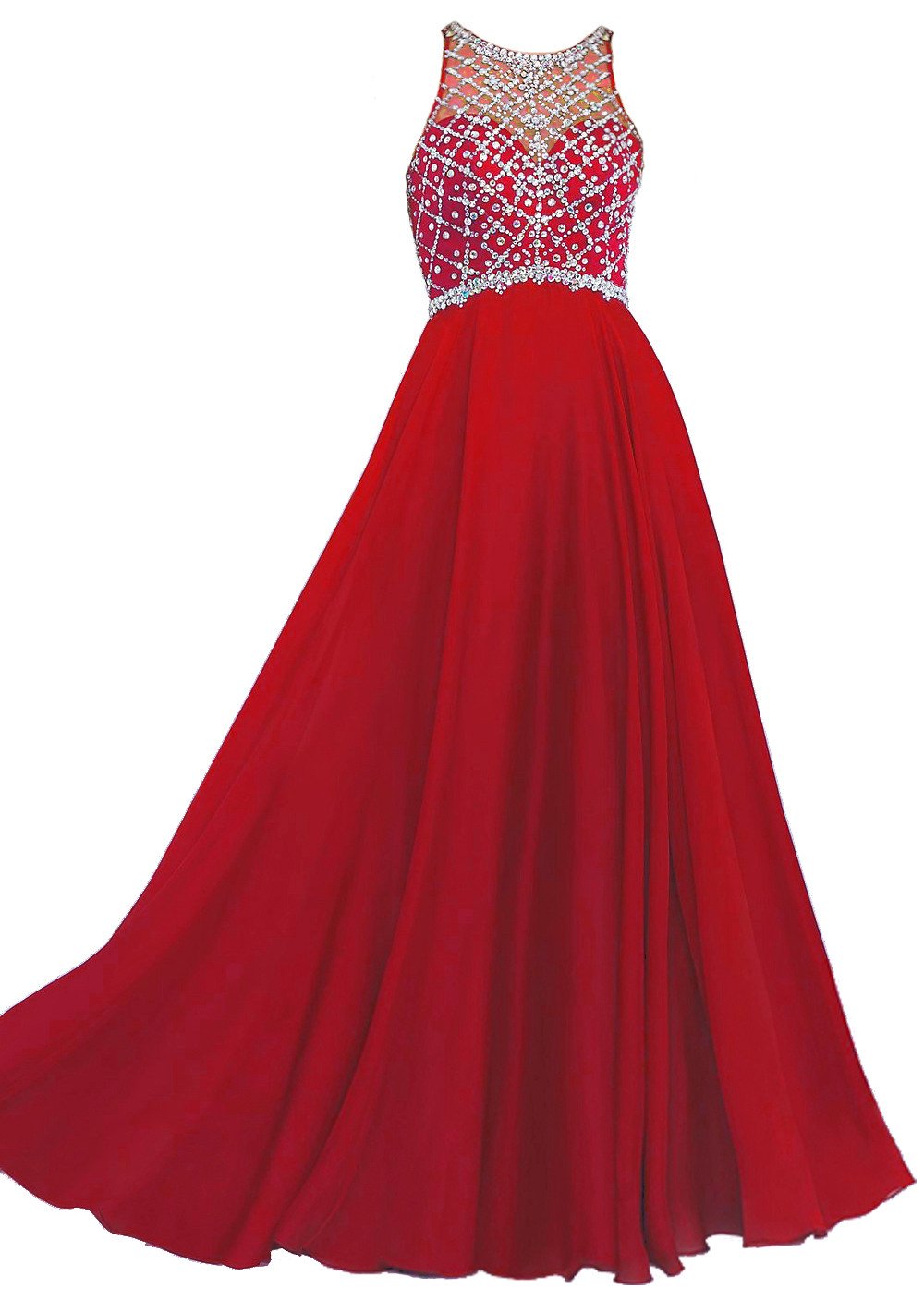 Elegant Sheer Neck Chiffon Prom Dresses - Long Formal Evening Gowns for Women | Perfect for Prom Night, Homecoming, Wedding & Special Occasions