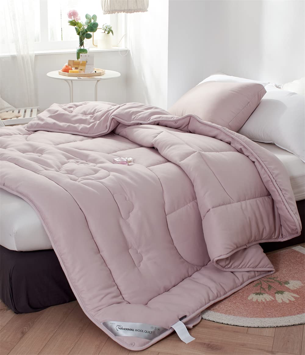 HS Jacquard 1000TC Pure Cotton Duvet Cover Set - Ultra Soft King Size Bedding Collection (87x94 inches) with Matching Purple Red Wool Comforter & White Pillowcases | Luxury Bedroom Decor for Master Suite, Guest Room & Hotel Style