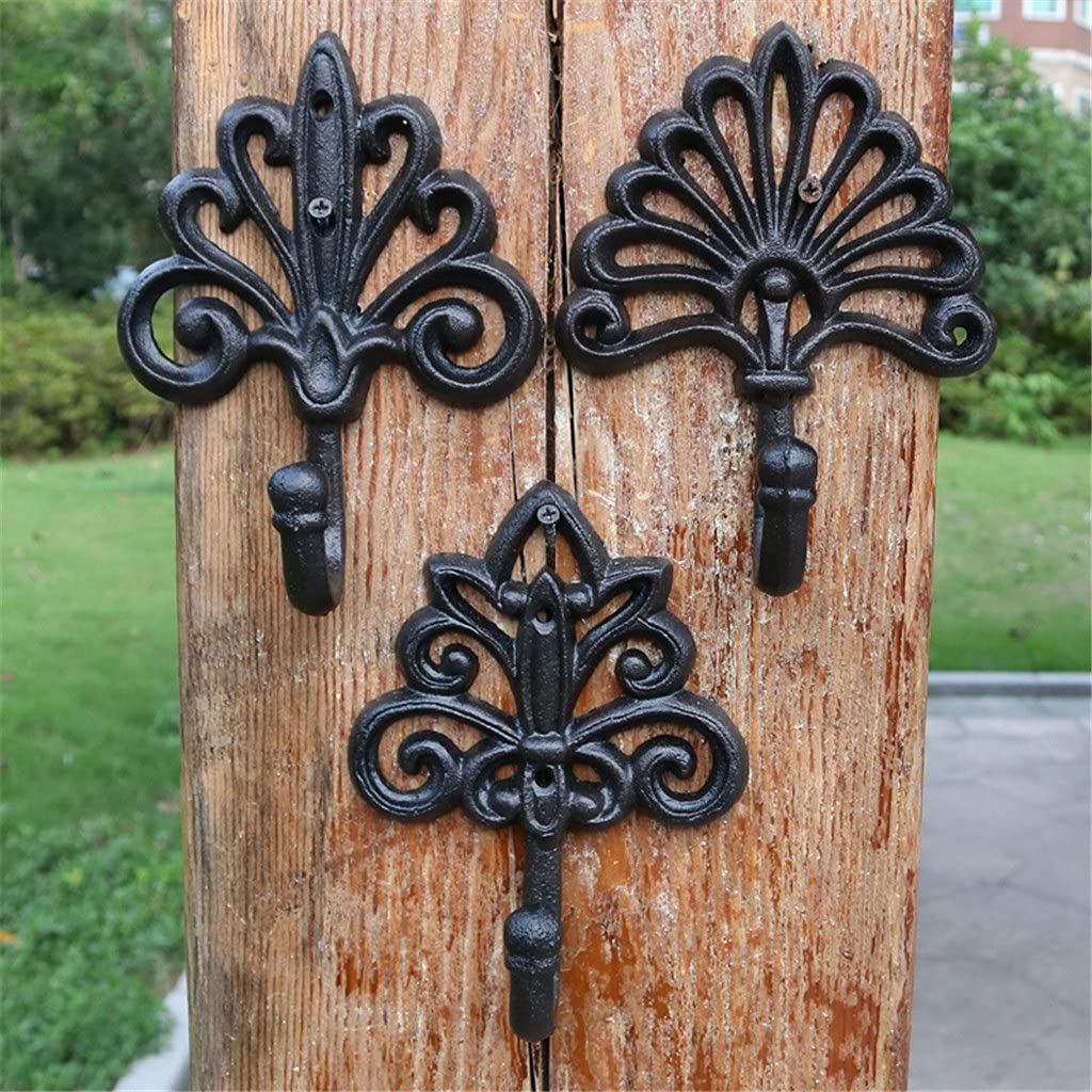 Vintage Black Crown Cast Iron Wall Hook - Farmhouse Style Heavy Duty Metal Hooks for Home & Garden Decor - Perfect for Hanging Coats, Hats, Keys, and Towels in Entryway, Kitchen, or Bathroom