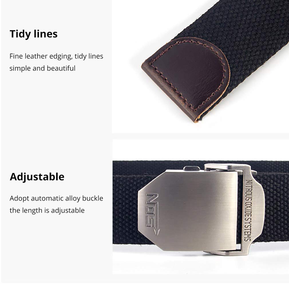 LKMY Unisex Tactical Canvas Belt with Alloy Automatic Buckle - Adjustable Waist Strap for Men & Women - Perfect for Outdoor, Hiking, Jeans and Casual Wear