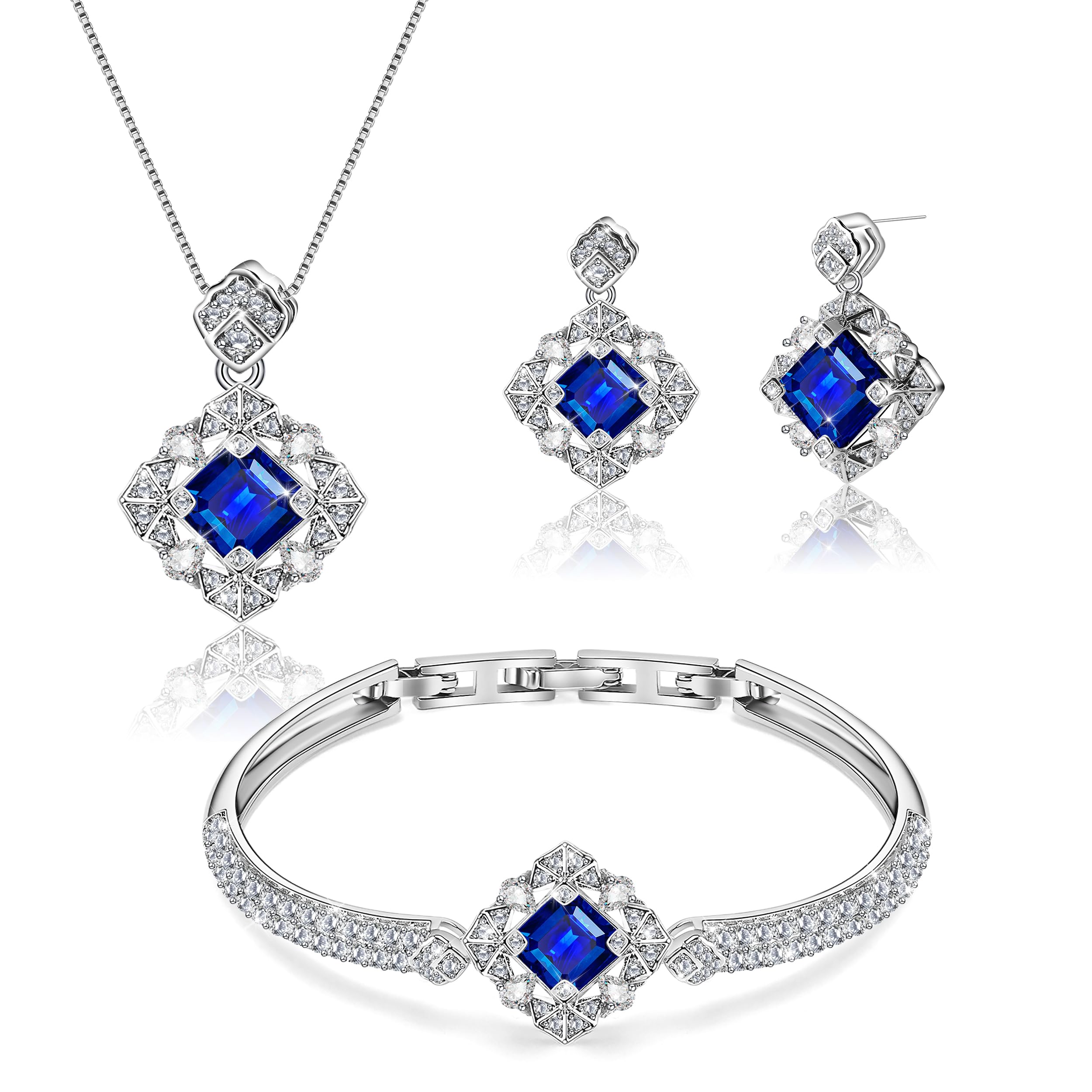 Blissful Angel Women's Jewelry Set - Crystal Bracelet, Necklace & Earrings for Wife, Girlfriend, Mother | Elegant Gift for Special Occasions, Anniversaries, Birthdays & Valentine's Day