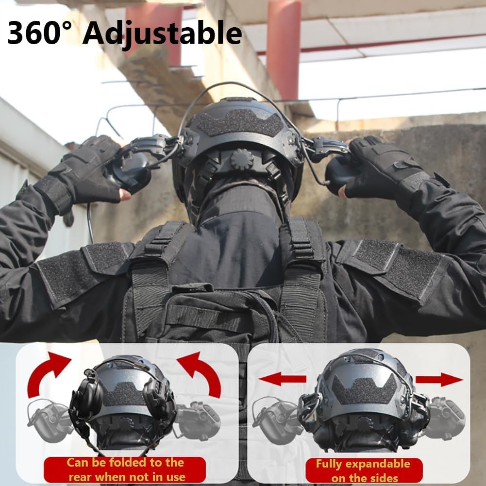 Tactical Fast SF Airsoft Helmet Set with Noise Canceling Headset, Paintball Mask, Goggles, Battery Bag & Signal Lights | L4G24 & NVG Models | Adjustable Hunting Gear for CS, Outdoor BBS Games & Military Simulation