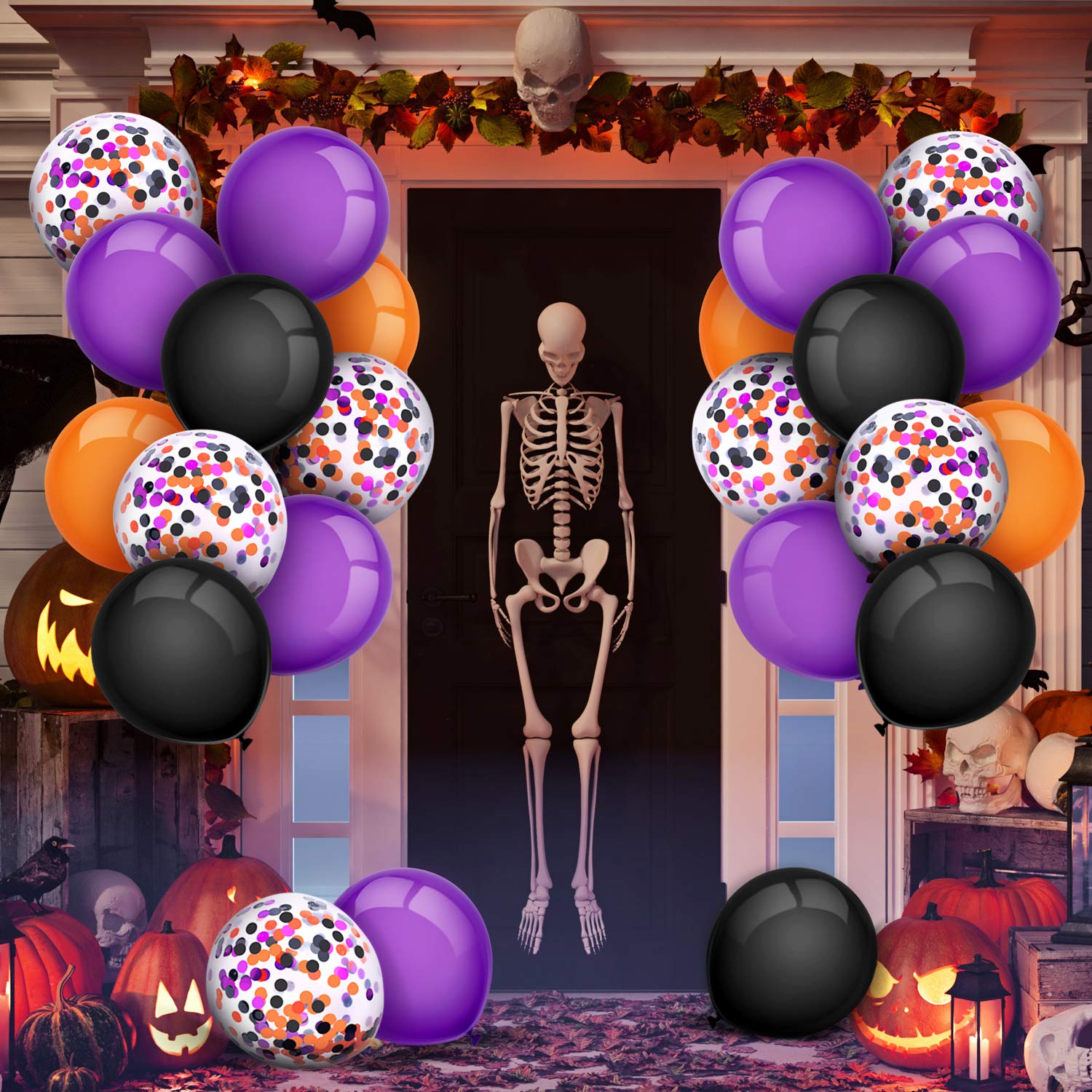Tatuo 80-Piece Halloween Balloon Set - 12 Inch Confetti Balloons & Latex Balloons for Party Decorations (Black, Orange, Purple) | Perfect for Halloween, Birthday Parties, Baby Showers, Weddings, Graduations & 4th of July Celebrations