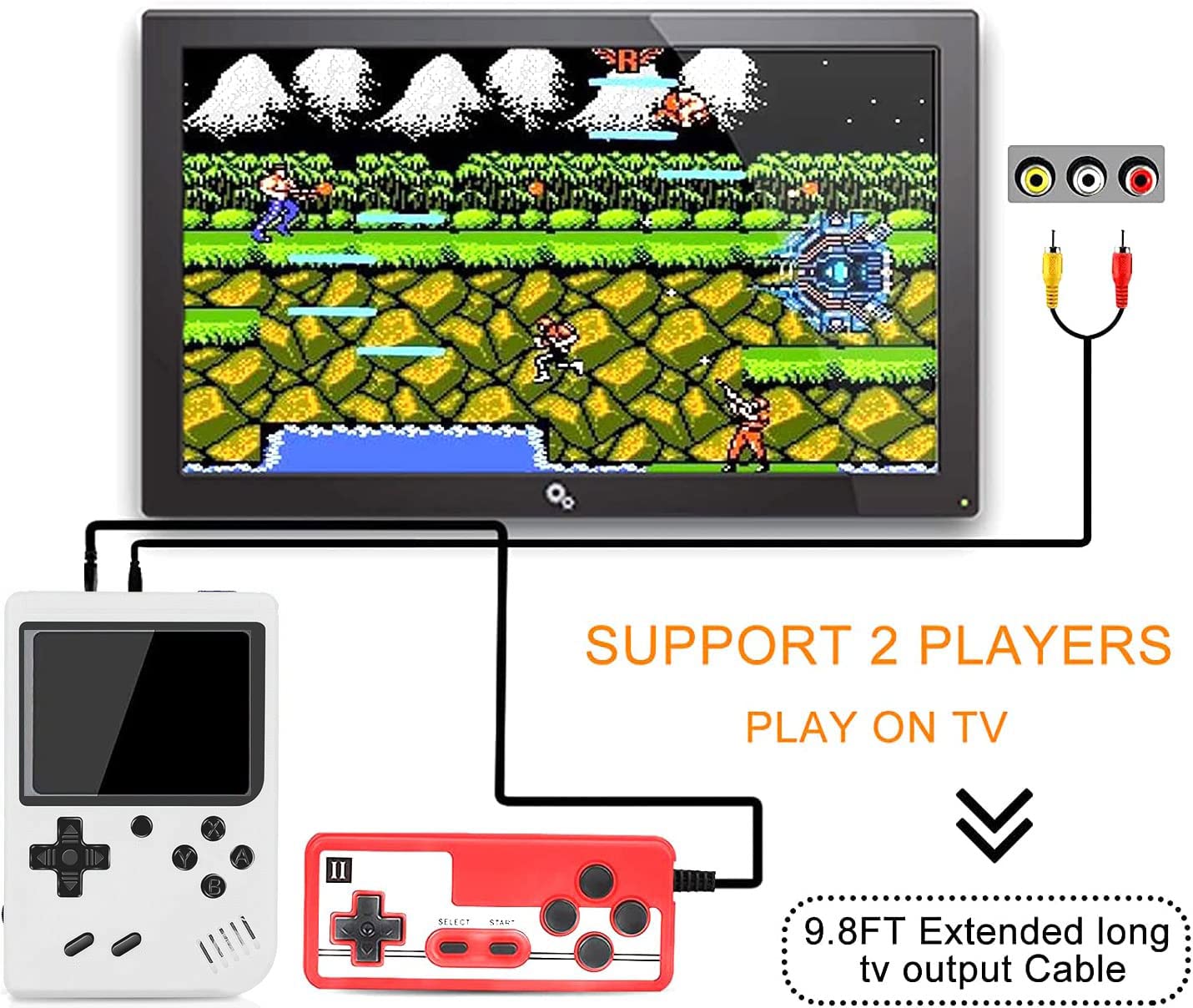 Retro Handheld Game Console - Mini Arcade Machine with 400 Built-in Classic FC Games, Portable Video Game Player for Kids & Adults, Gameboy Style with TV Output - Perfect for Travel, Gifts & Family Entertainment (White)