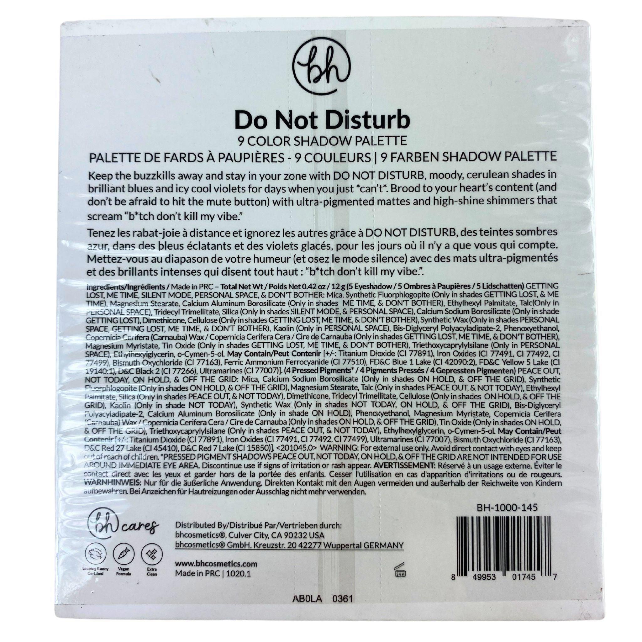 BH Cosmetics Do Not Disturb 9-Color Eyeshadow Palette - 30 Pcs Lot - Vegan & Cruelty-Free Makeup for Party, Wedding & Everyday Glam Looks