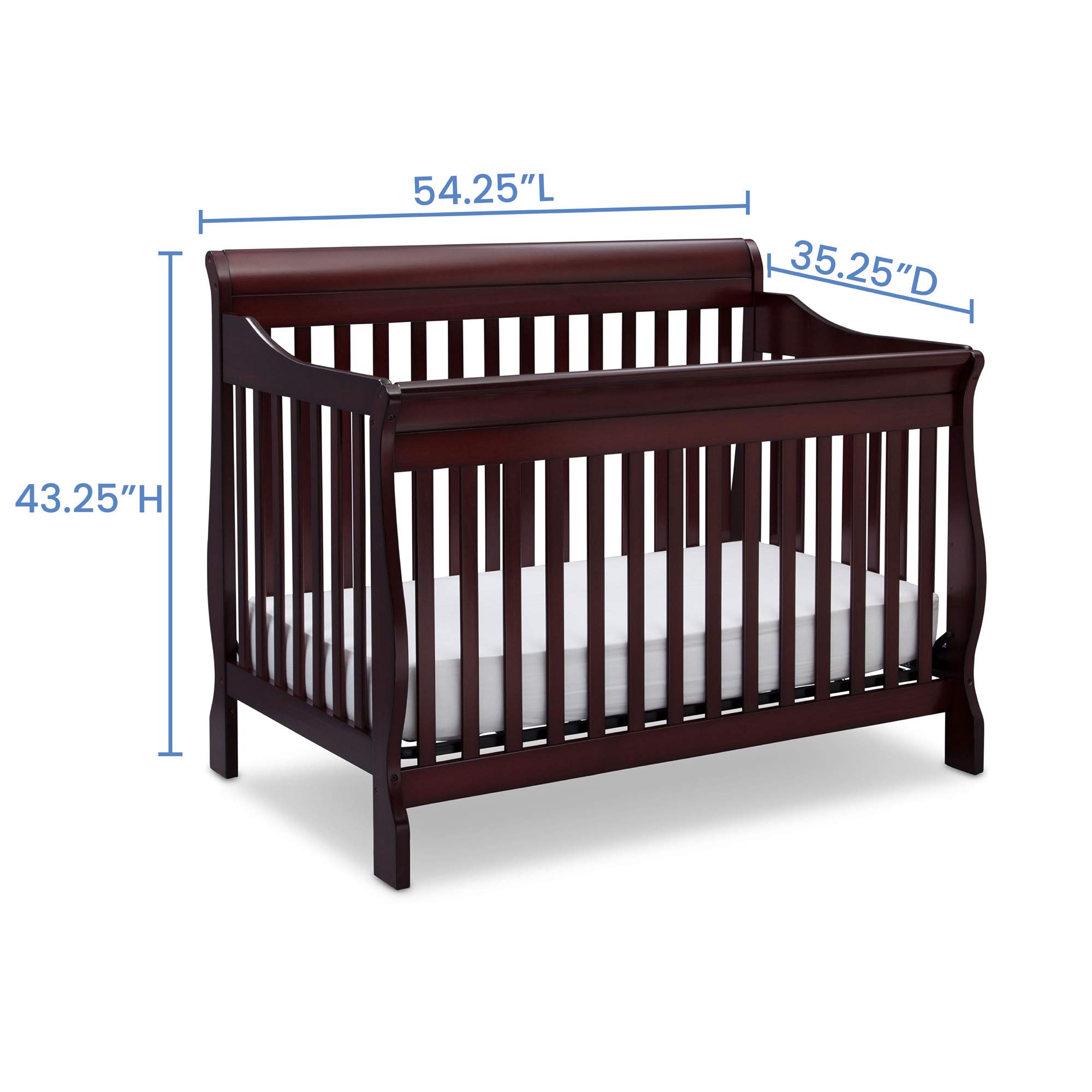 Delta Children Canton 4-in-1 Convertible Crib with Serta Perfect Slumber Mattress - Espresso Cherry Finish | Converts to Toddler Bed, Daybed & Full-Size Bed | Eco-Friendly Recycled Fiber Core | Nursery & Kids Room Essential