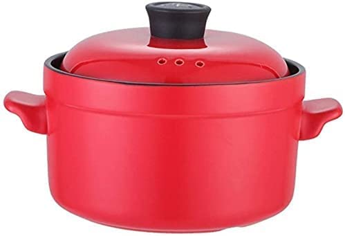 Japanese-Style Red Clay Cooking Pot - 2.5L Ceramic Stockpot for Soup, Stew & Casserole | Traditional Clay Cookware for Slow Cooking, Braising & Serving | Perfect for Home Kitchens & Authentic Japanese Cuisine