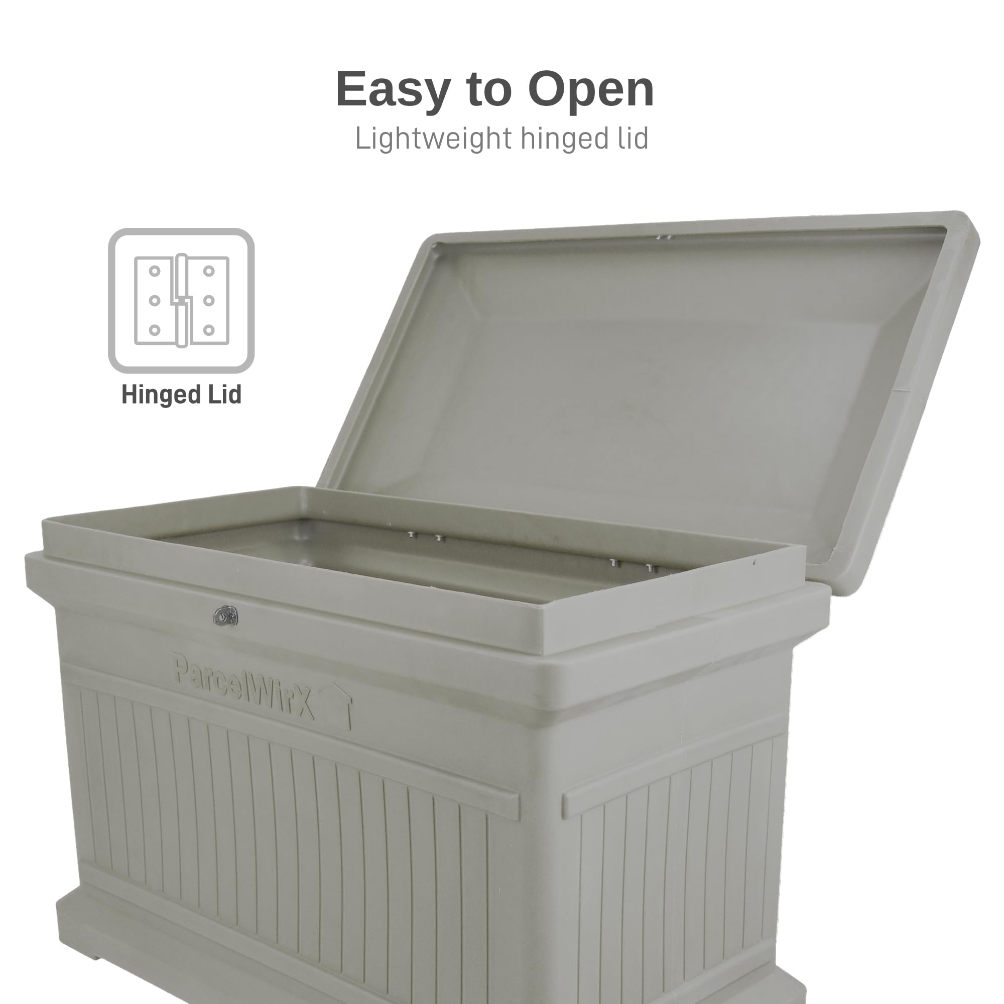 Premium Horizontal Storage Cabinet & Package Delivery Drop Box with Hinged Lid - Prestige Pewter Finish | Secure Mail & Parcel Storage for Home, Office & Business Use