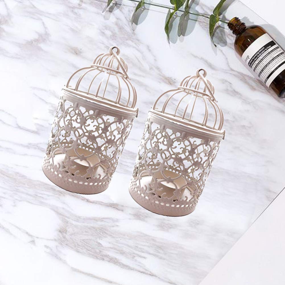 ARTIBETTER 2-Pack White Metal Wedding Candle Holders - Elegant Iron Candlestick Centerpieces for Wedding Decor, Table Centerpiece with Tea Lights - Perfect for Romantic Dinners, Home Decor & Special Events