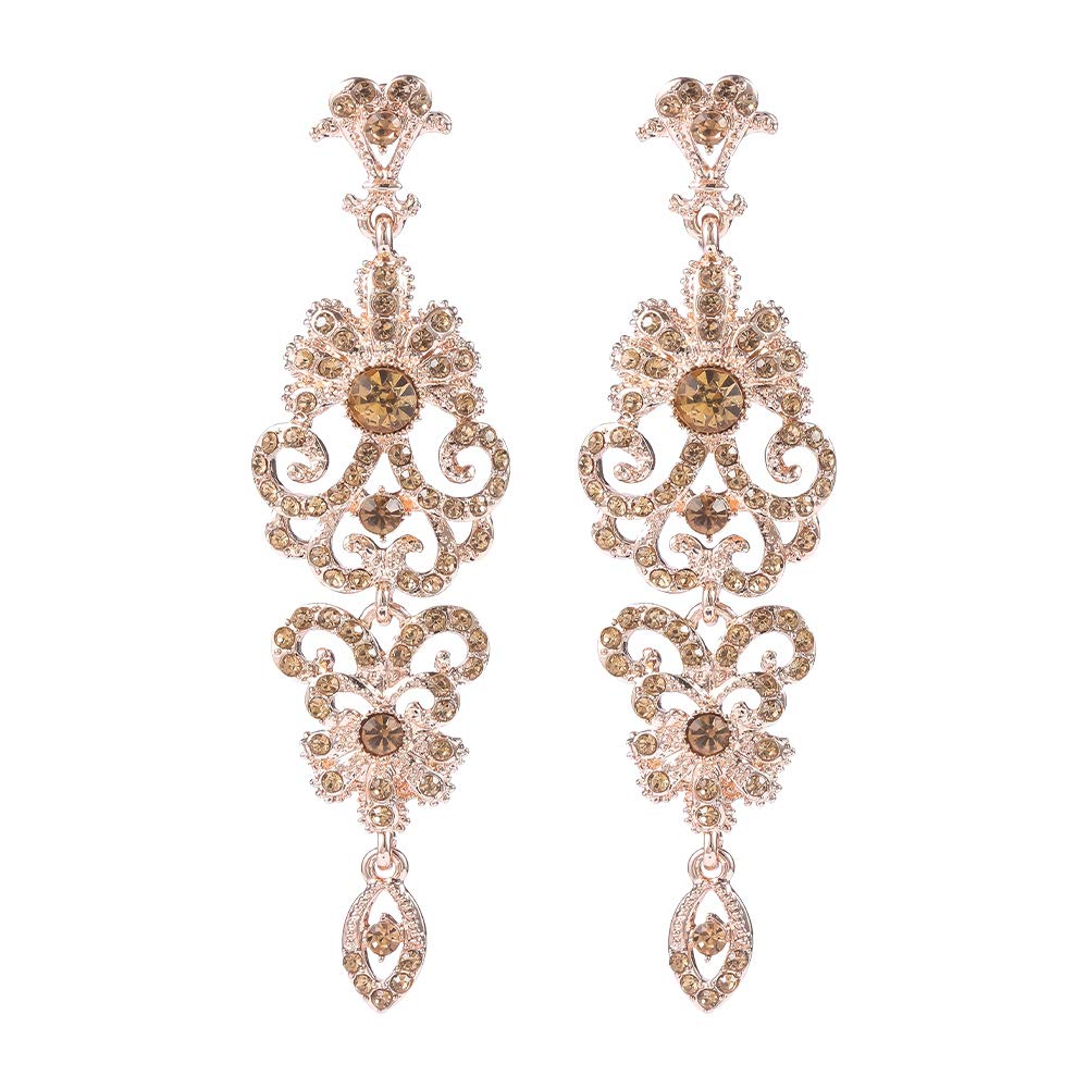 Mecresh Gold & Silver Rhinestone Chandelier Wedding Earrings for Bride – Elegant Dangle Drop Earrings for Bridal Party, Prom, Evening Gala & Special Occasions