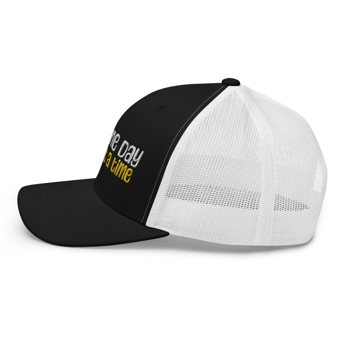 One Day at a Time Turtle Trucker Hat - Stylish Adjustable Baseball Cap with Motivational Message for Daily Resilience - Perfect for Outdoor Activities, Hiking, and Casual Wear