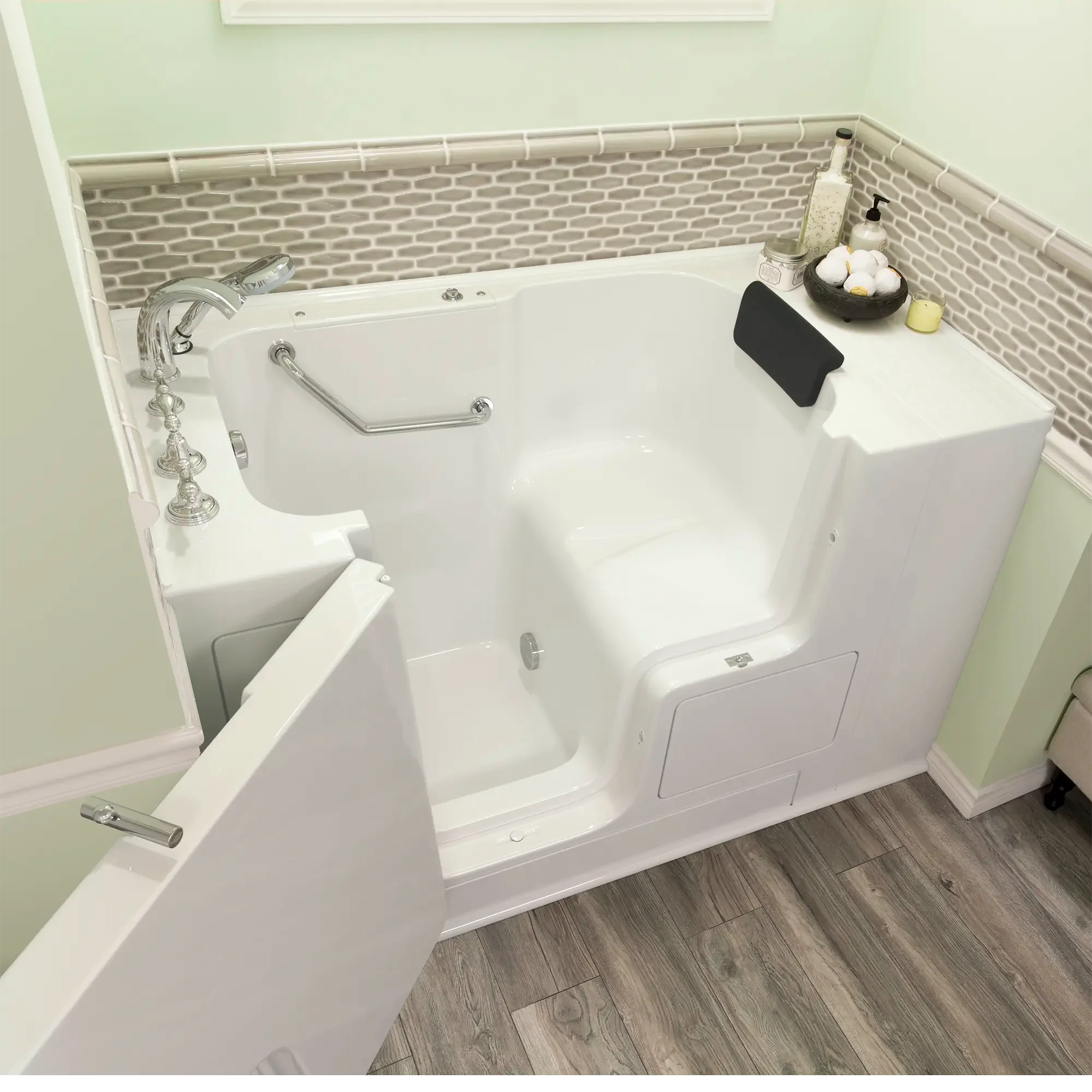 Premium 32 x 52 Inch Gelcoat Walk-In Bathtub with Soaker System & Left-Hand Drain Faucet - Ideal for Elderly Safety & Accessible Bathing