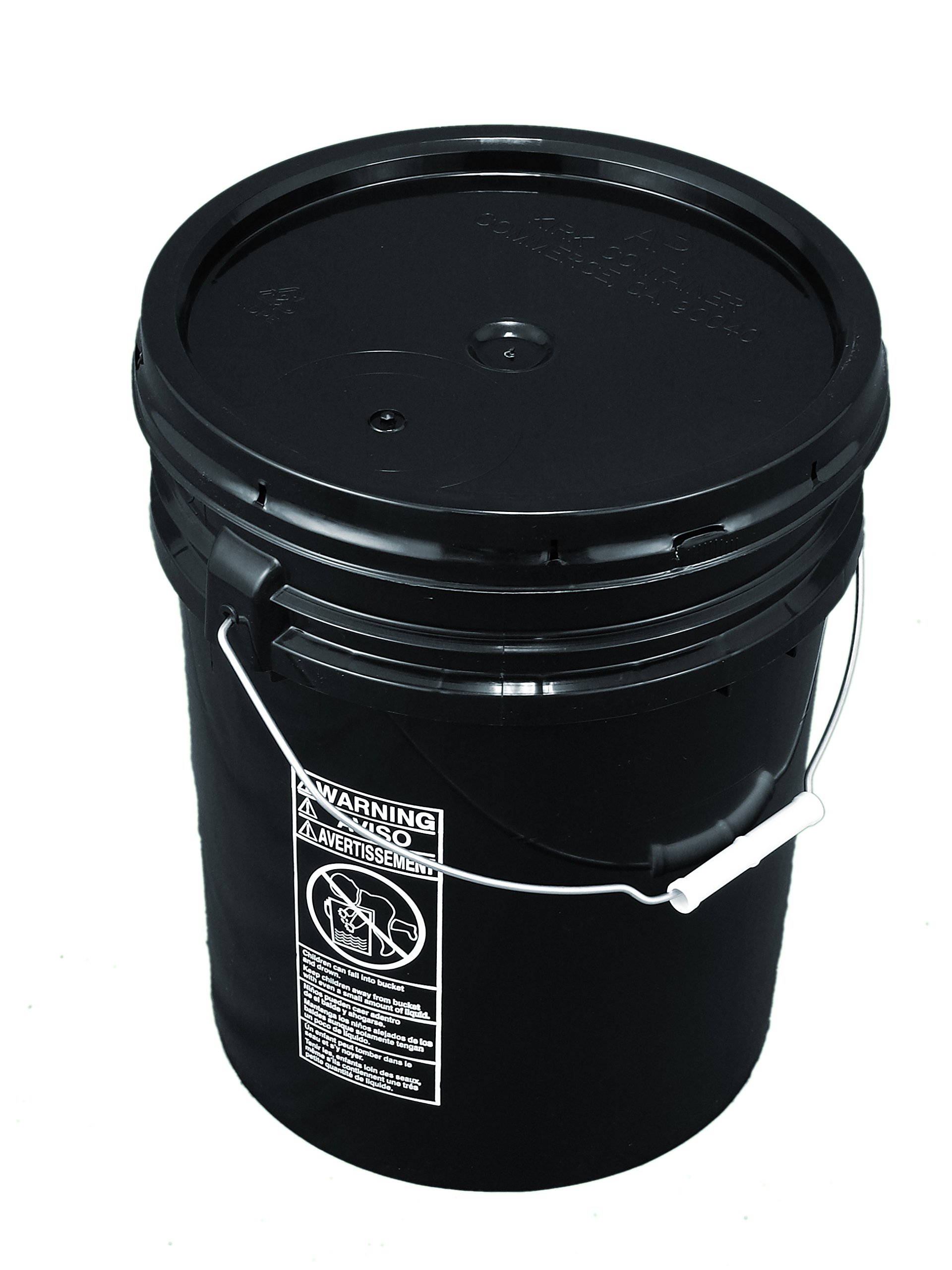 5-Gallon Black Bucket Kit with Snap-On Lids - Set of 7 Heavy-Duty 90 mil Buckets for Storage, Construction, and DIY Projects