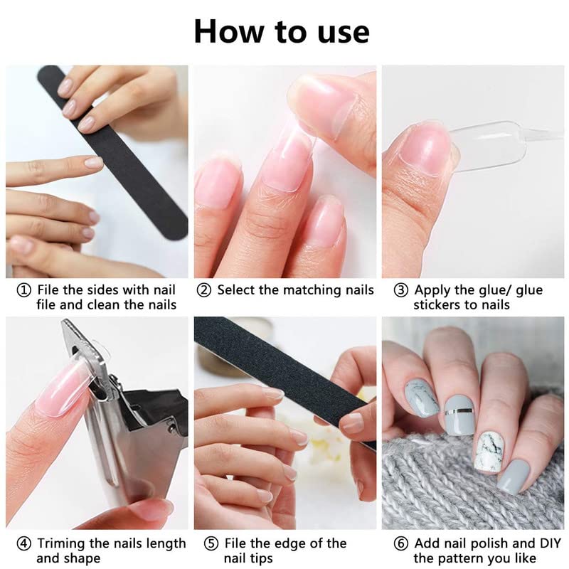 Shidara 207-Piece Clear French Press-On Nails Kit - Natural False Acrylic Nail Tips with Half Cover Design & Nail Clipper | Perfect for Manicure, Parties, Weddings & Everyday Wear