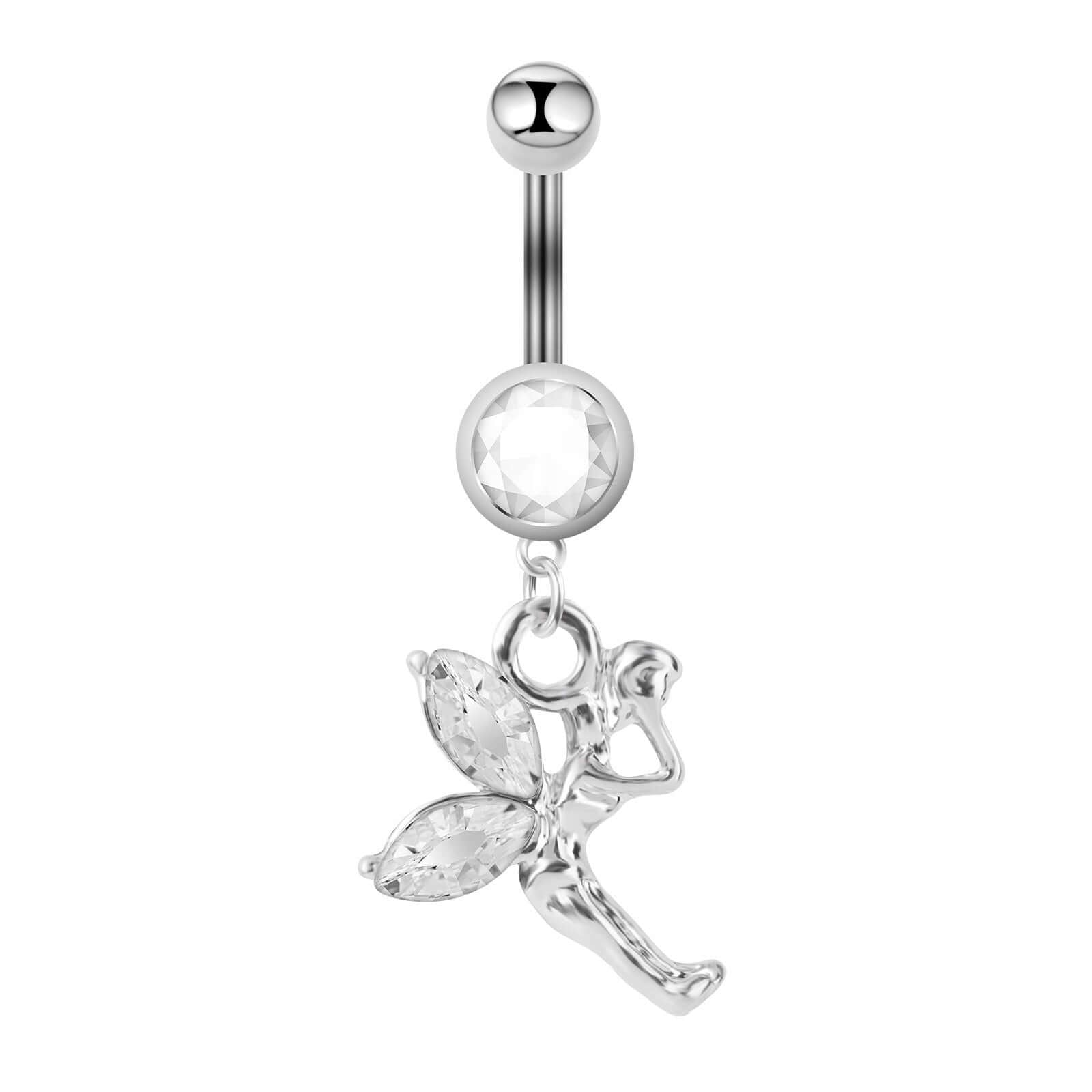 Angel Wings Belly Rings - Stainless Steel Navel Piercing Jewelry for Women | Trendy Body Jewelry for Parties, Beach & Everyday Wear