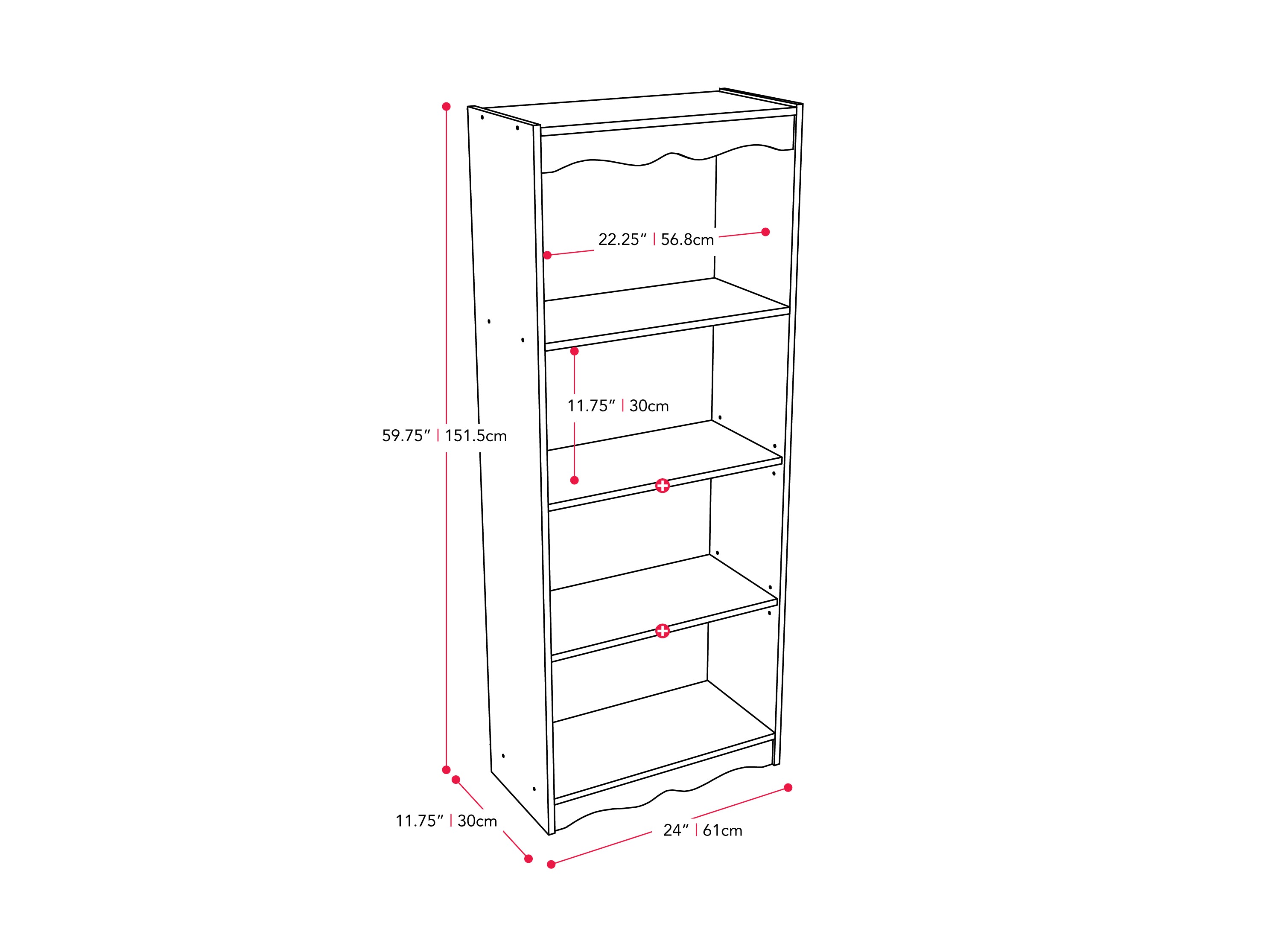 60 Inch Tall White Bookcase - Modern Bookshelf for Living Room, Bedroom & Office Storage - Sturdy & Spacious Organizer for Books, Decor & More