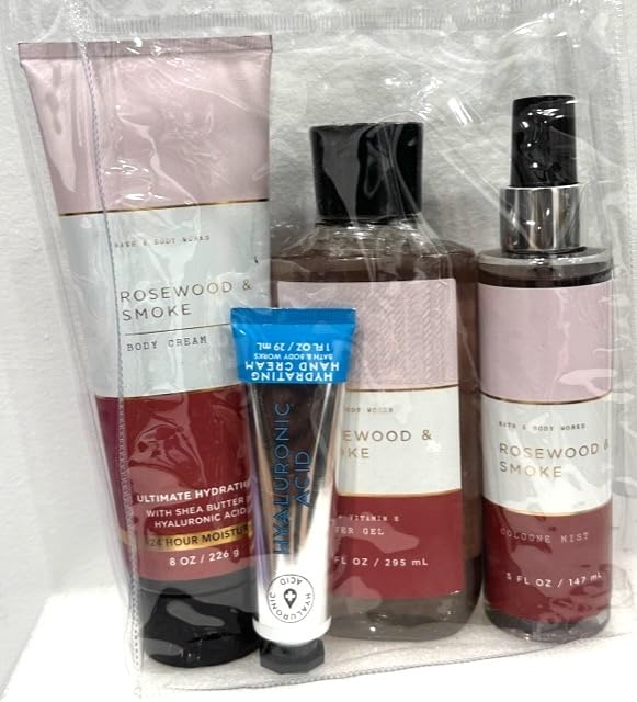 Bath & Body Works Men's Rosewood & Smoke Luxury Gift Set - Cologne Mist, Shower Gel, Body Cream & Hand Cream - Perfect for Gifts, Travel & Daily Skincare Routine