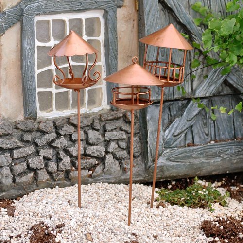 3 Pack Fairy Gardening Bird Feeders - Handmade Miniature Hanging Birdhouses for Outdoor Garden Decor - Attract Birds to Your Fairy Garden, Backyard, or Patio