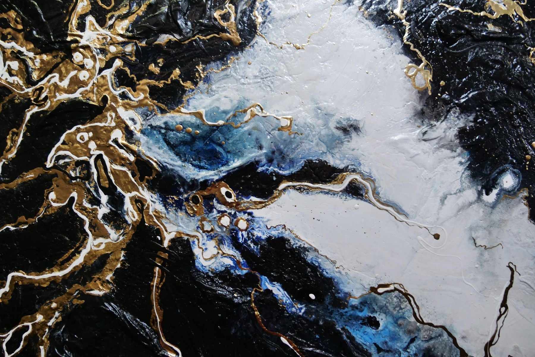 Golden Rapture 240x100cm Black White Gold Textured Abstract Canvas Art - Modern Wall Decor for Living Room, Bedroom & Office